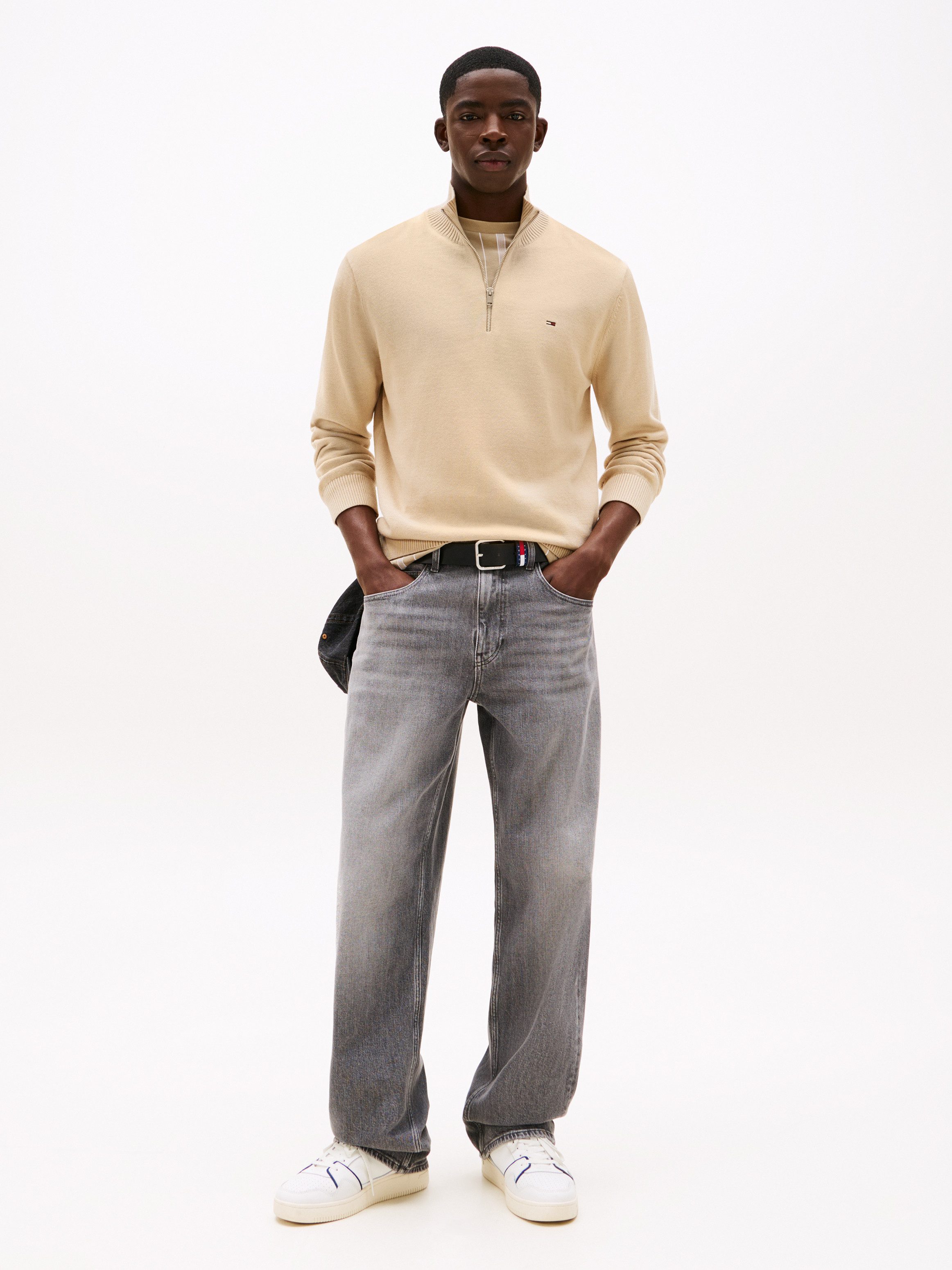 Tommy Jeans Strickpullover TJM SLM ESS LIGHT ¼ ZIP SWTR EXT Mit Rundhalsaus günstig online kaufen