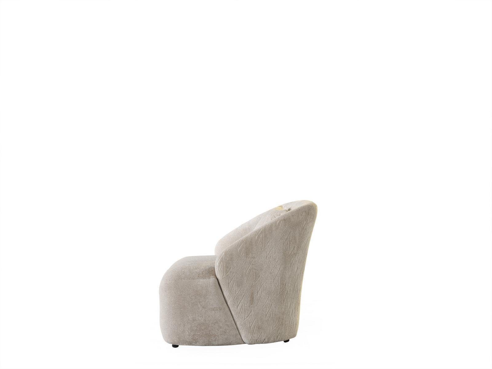 Modern Ohrensessel Weiß Design Stoff in (1-St., Wohnzimmer Sessel Sessel Europe JVmoebel Made Sessel),