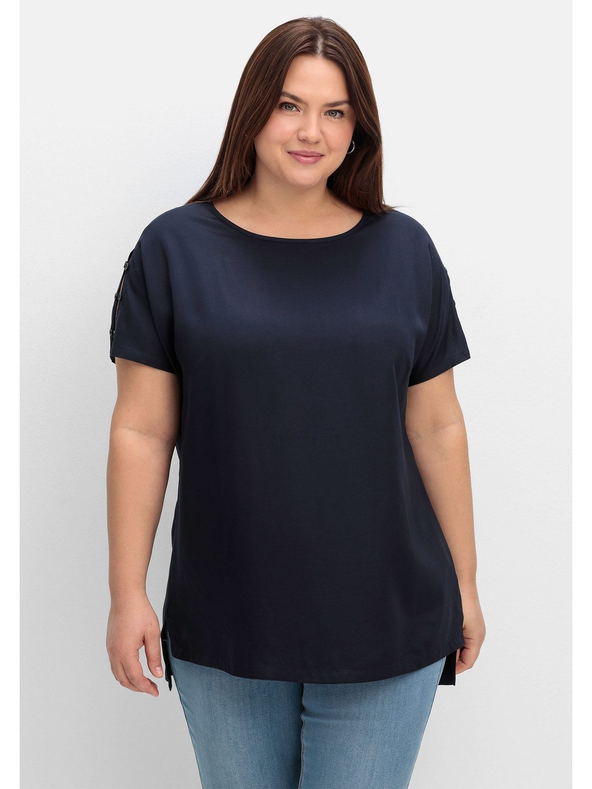 Sheego Longtunika Große Größen mit geschlitztem Ärmel