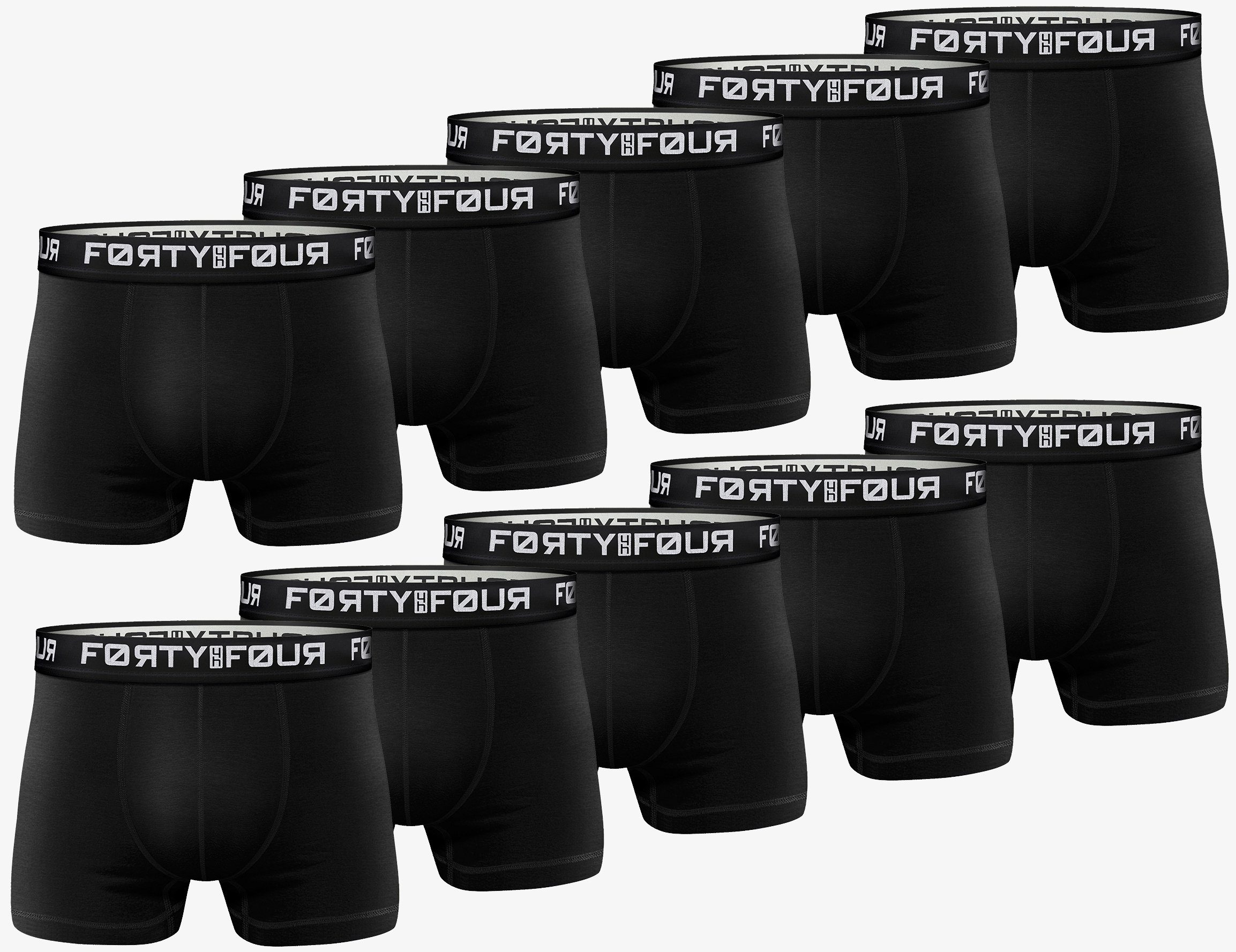 FortyFour Boxershorts Herren Männer Unterhosen Baumwolle Premium Qualität perfekte Passform (Spar Pack, 10er Pack) S - 7XL 710b-schwarz