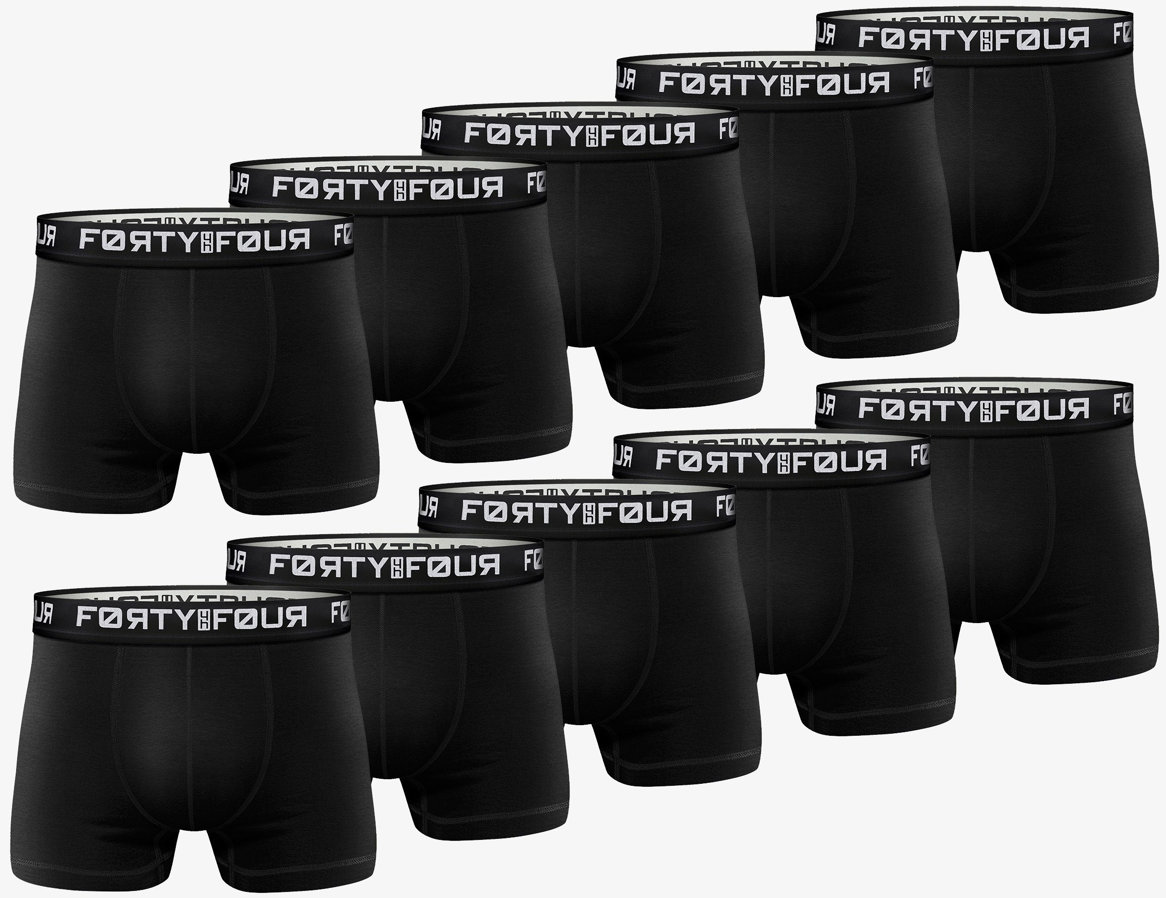 FortyFour Boxershorts Pack, 7XL Unterhosen Männer - perfekte Herren S Qualität Passform 10er Baumwolle 710b-schwarz (Spar Pack) Premium