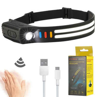 LETGOSPT LED Stirnlampe Sensor Stirnlampe LED Wiederaufladbar, Scheinwerfer mit 5 Lichtmodi (mit Bewegungssensor, IPX4 Wasserdicht, 1200 mAh Akku Kopflampe), Stirnlampe für Joggen Laufen Campen Angeln Wandern Handwerker Kinder