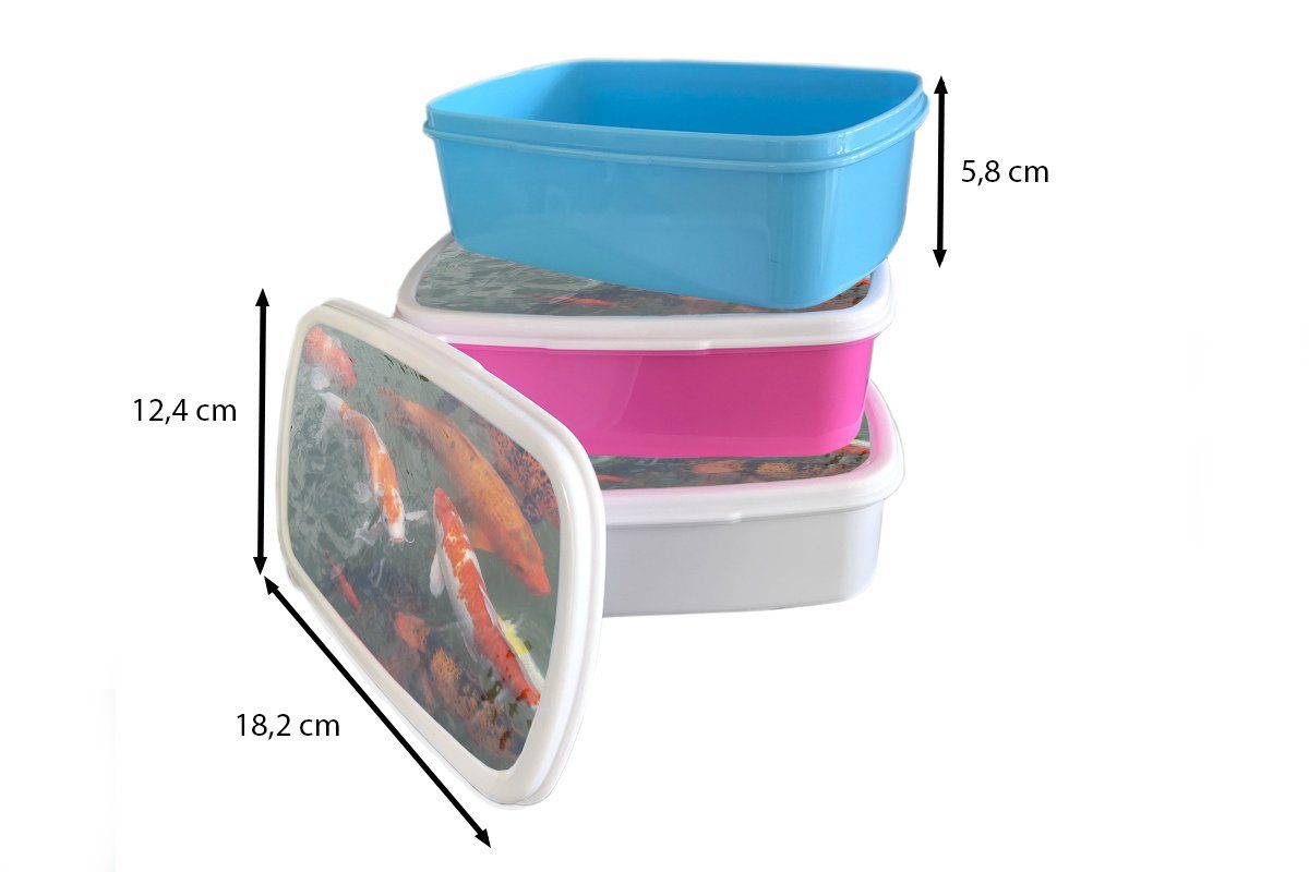 MuchoWow Jungs weiß (2-tlg), und Lunchbox Koi-Karpfen, Brotbox für Kinder für Brotdose, Kunststoff, Erwachsene, Mädchen und Mehrere
