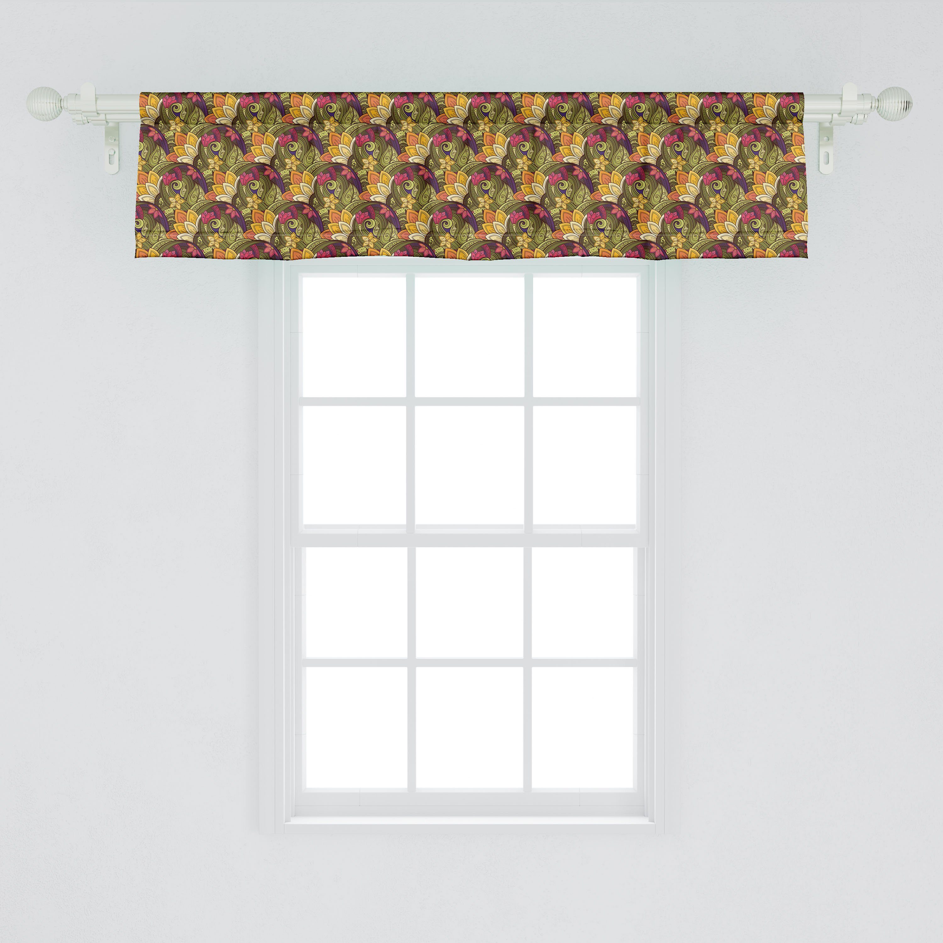 Scheibengardine Vorhang Abakuhaus, Schlafzimmer Dekor Küche Microfaser, Volant Herb Bohemian mit für Ethnisch Stangentasche, Oriental