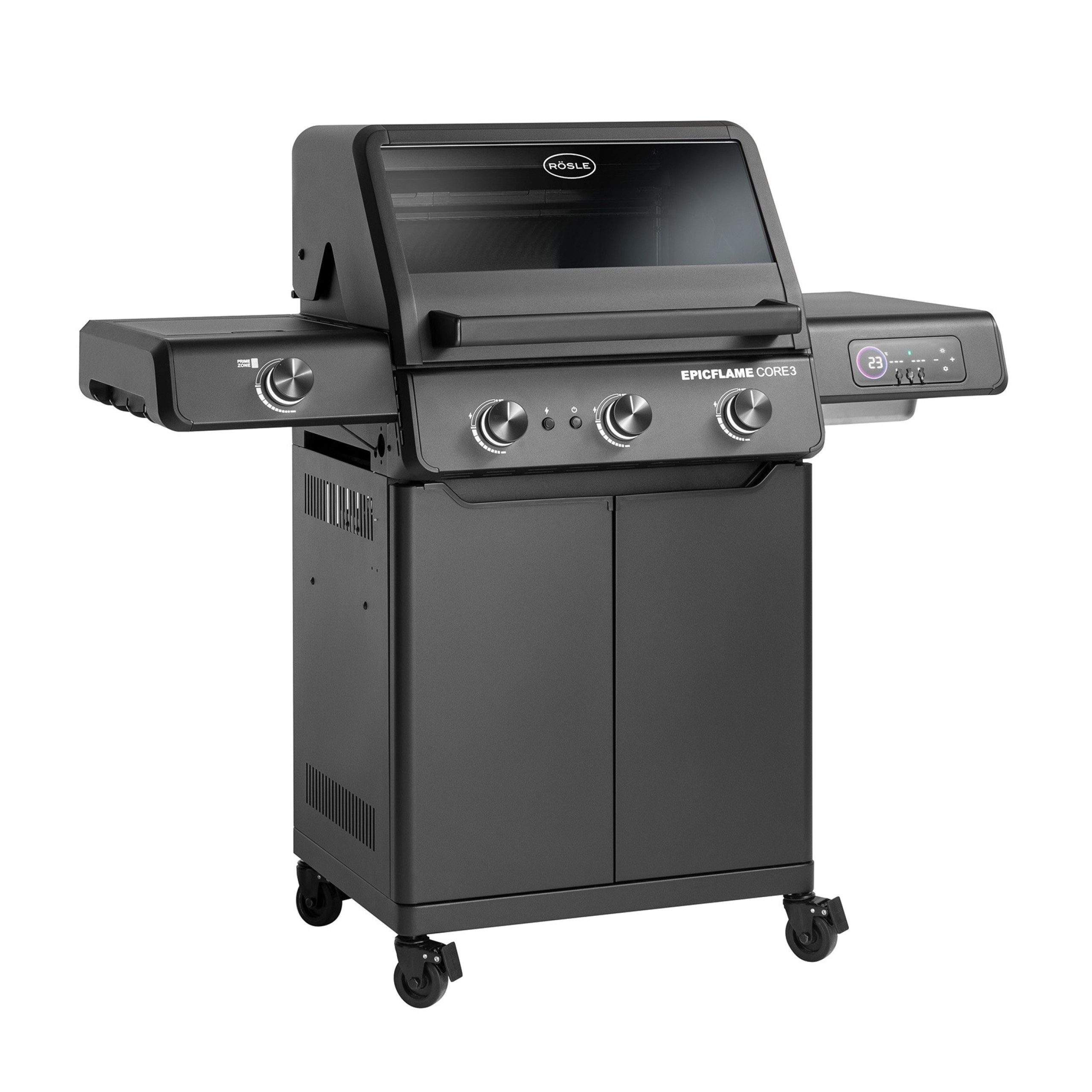 RÖSLE Gasgrill Rösle Gasgrill EPICFLAME Core 3 Schwarz mit PRIMEZONE 251164