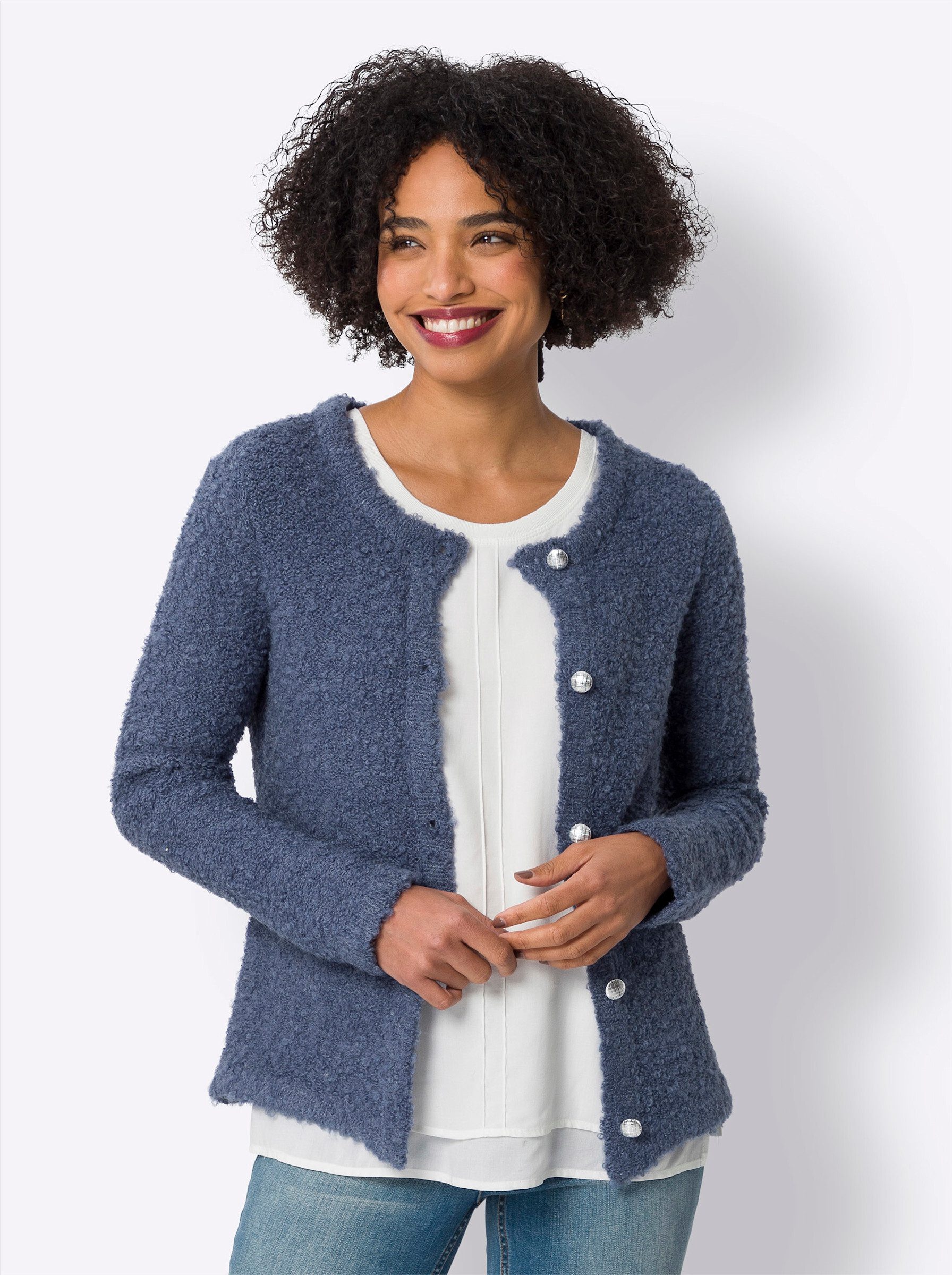heine Strickjacke Strickjacke Langarm Effektgarn, Links-Strick