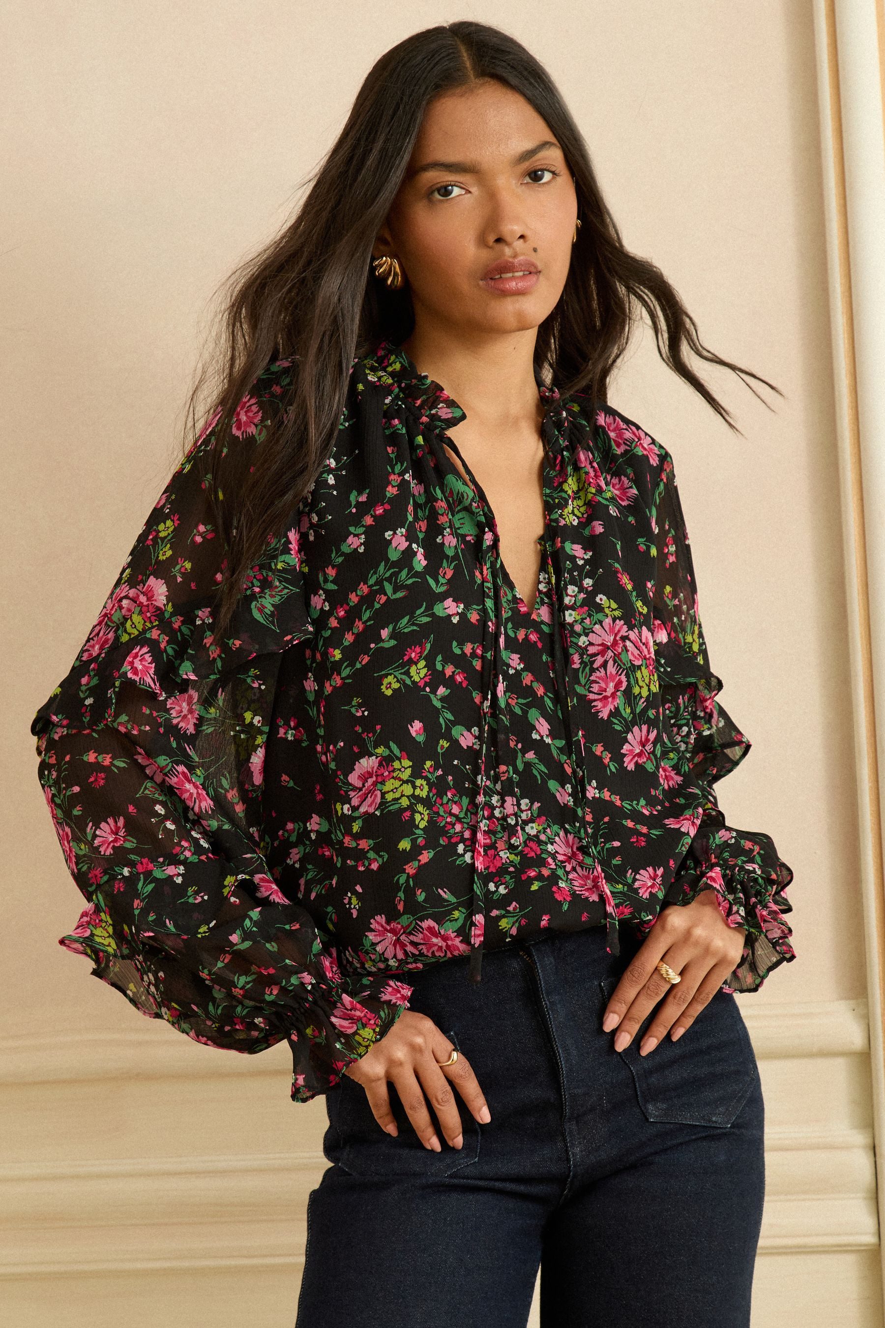 Love & Roses Rüschenbluse Love & Roses Bluse mit Kerbkragen, Regular (1-tlg günstig online kaufen