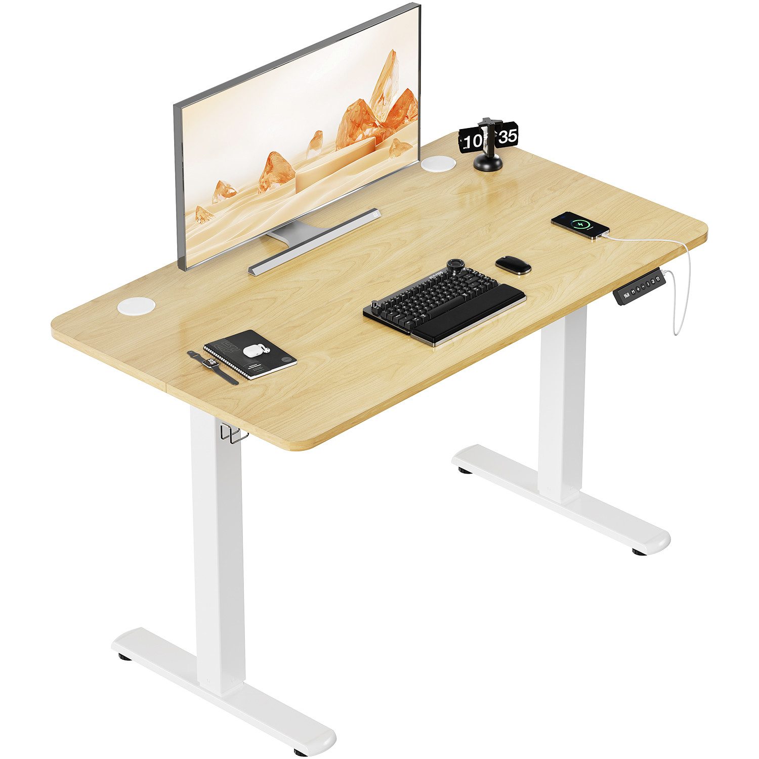 Furnicopia Schreibtisch Höhenverstellbarer mit USB-Ladefunktion und Wecker- günstig online kaufen