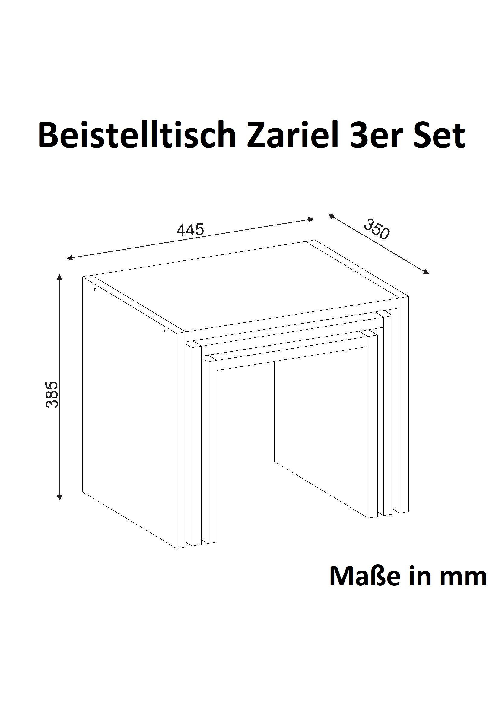 Beistelltisch Zariel Set 3er Weiß, Platzsparend moebel17 Beistelltisch