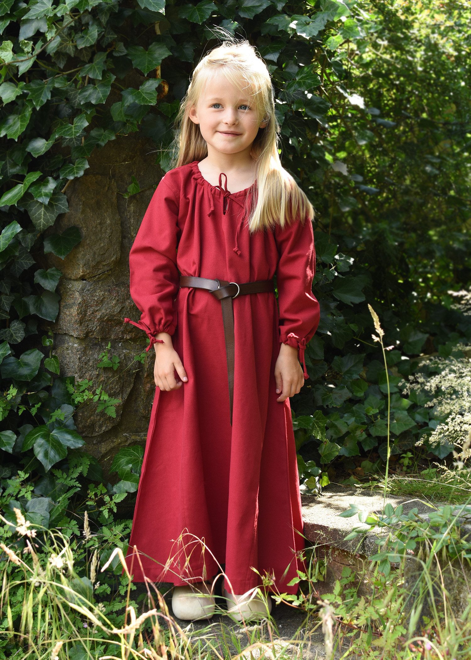 Ritter-Kostüm Kinder Mittelalterkleid, Unterkleid Ana, rot