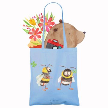 Mr. & Mrs. Panda Tragetasche Bienen Paar - Sky Blue - Geschenk, Beutel, für Ehemann, Jutebeutel, F (1-tlg), Cross Stitching Griffe