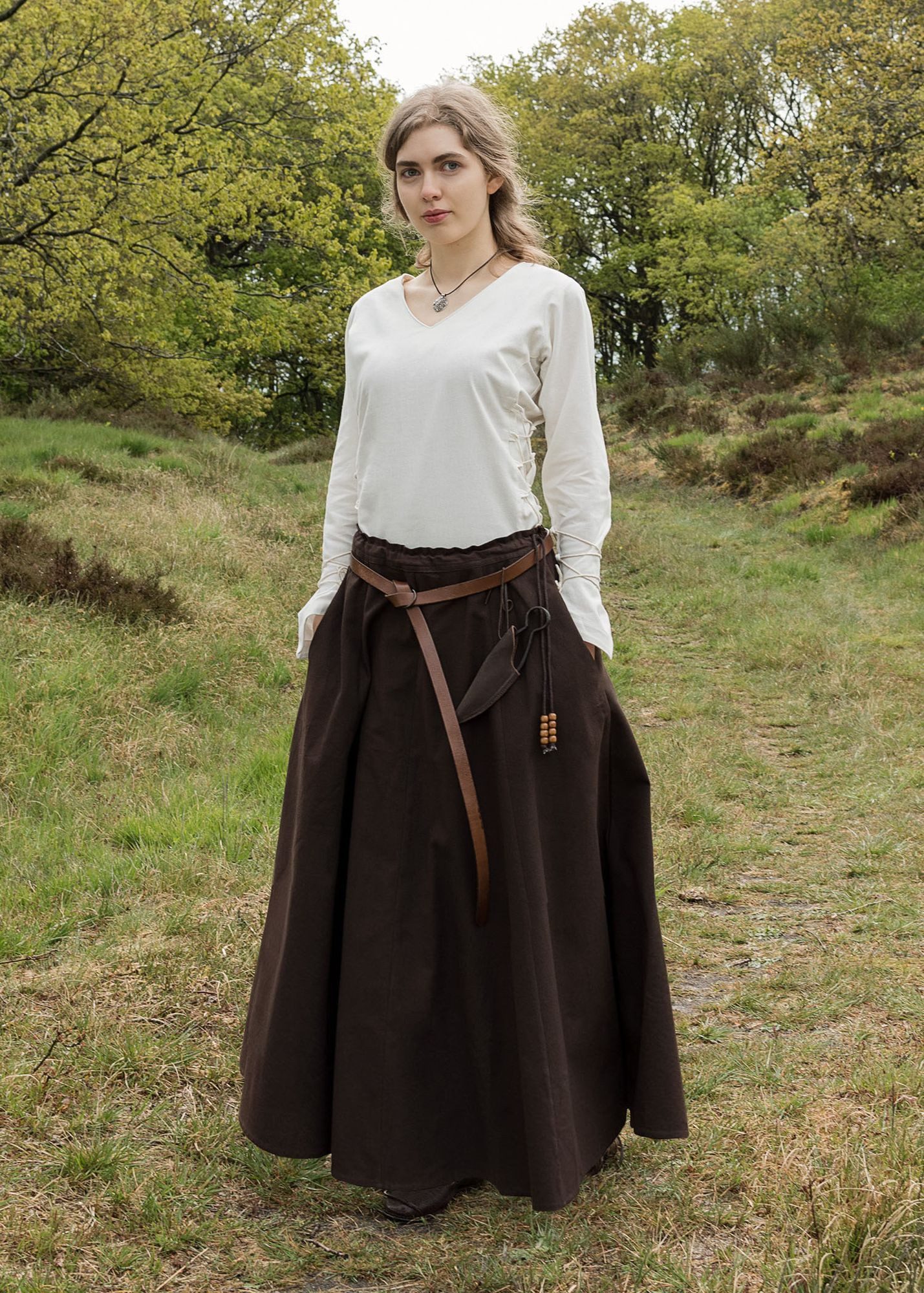 Battle Merchant Kostüm Mittelalterlicher Rock, weit ausgestellt, dunkelbrau günstig online kaufen