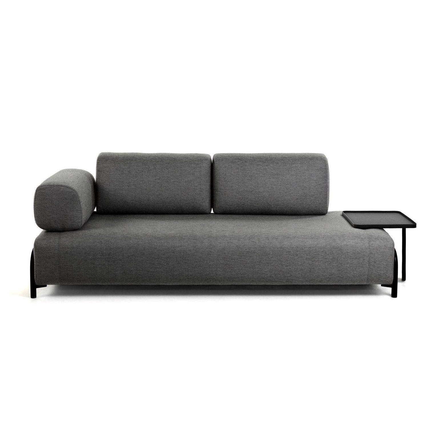 Natur24 Sofa Sofa Compo 3-Sitzer dunkelgrau mit großem Tablett 252cm Couch
