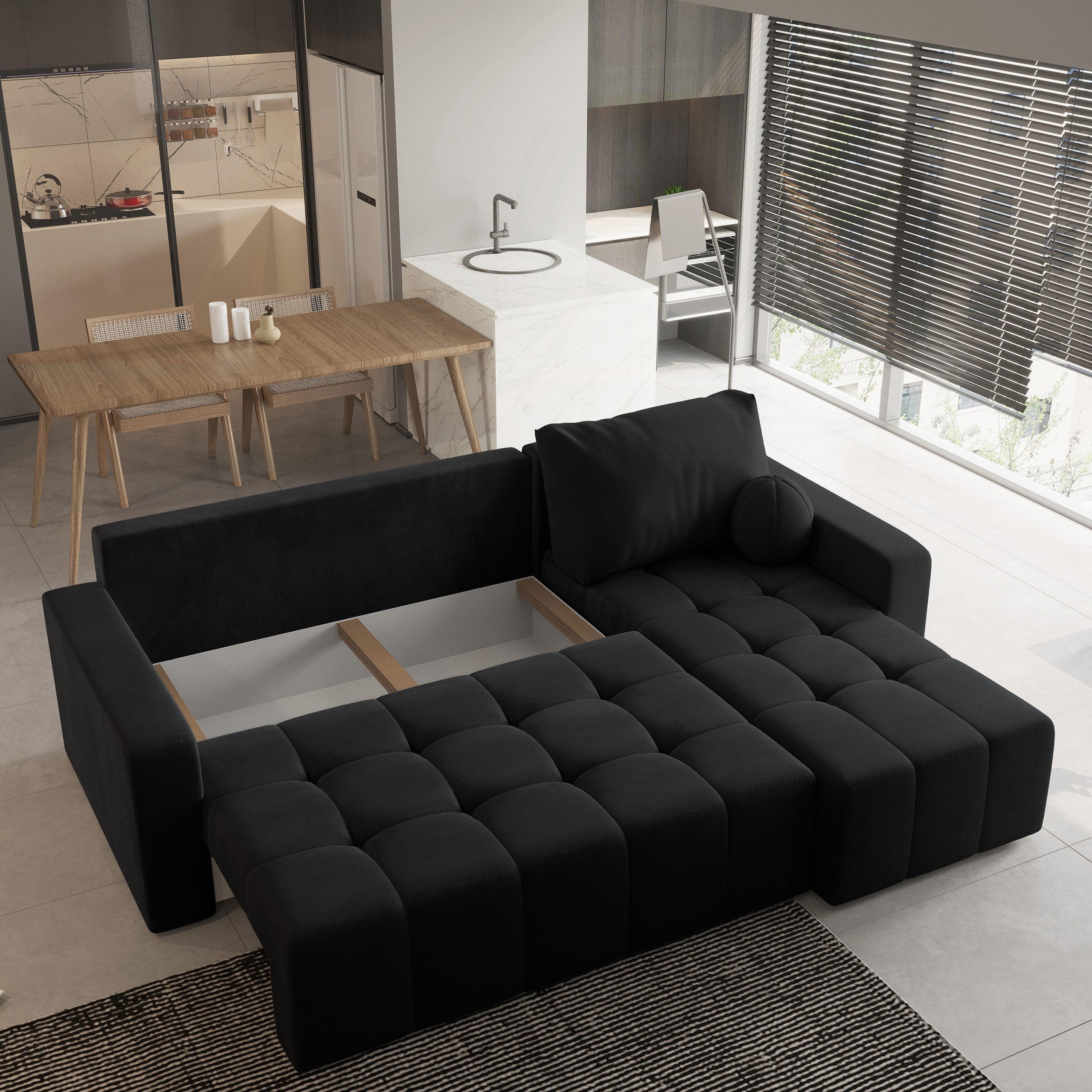 Masseno Ecksofa VOLIRA mit Schlaffunktion L-Form, Sofa mit Bettkasten