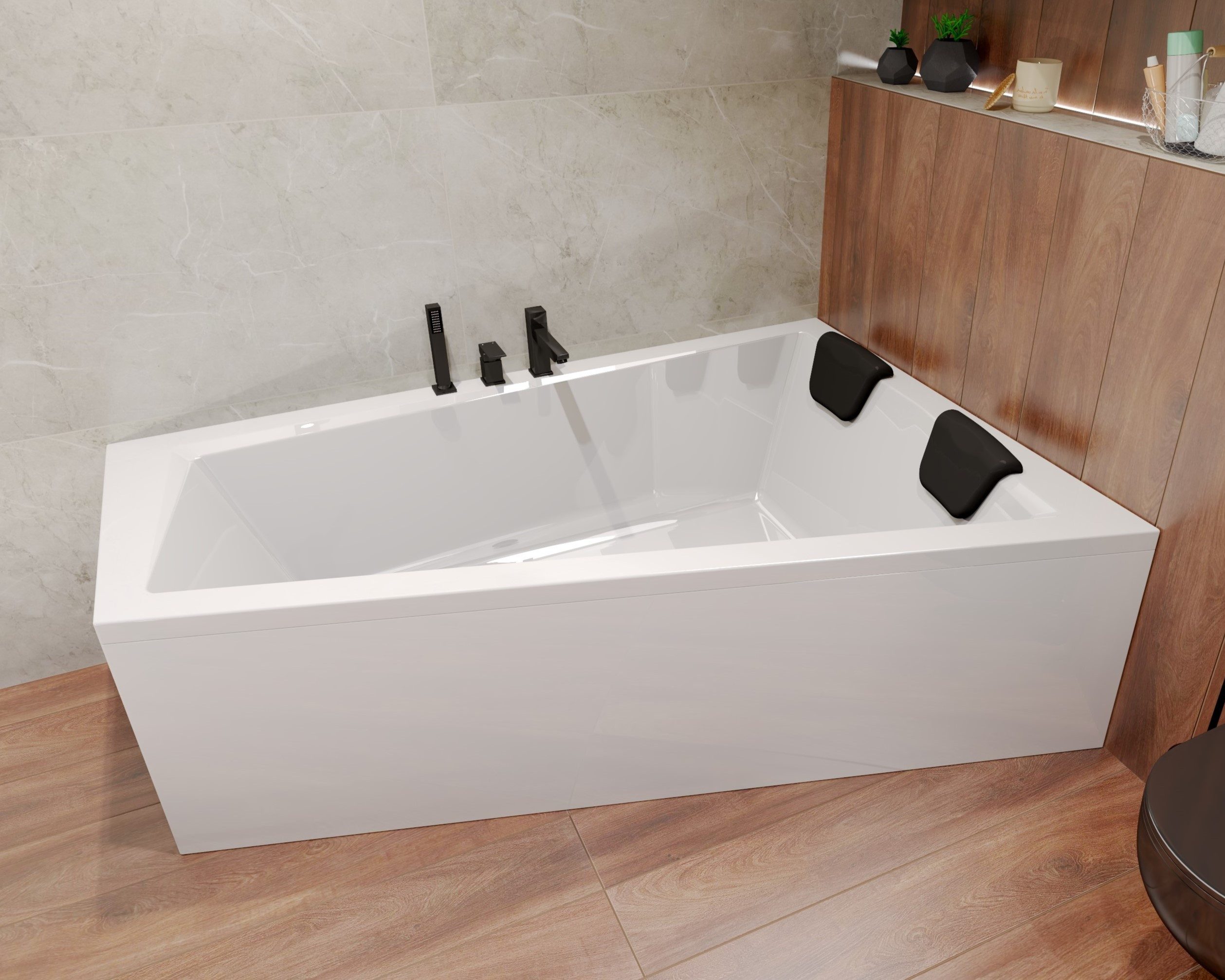 KOLMAN Badewanne Rechteck INTIMAS 180x125 Rechts + 2 Wannenkissen
