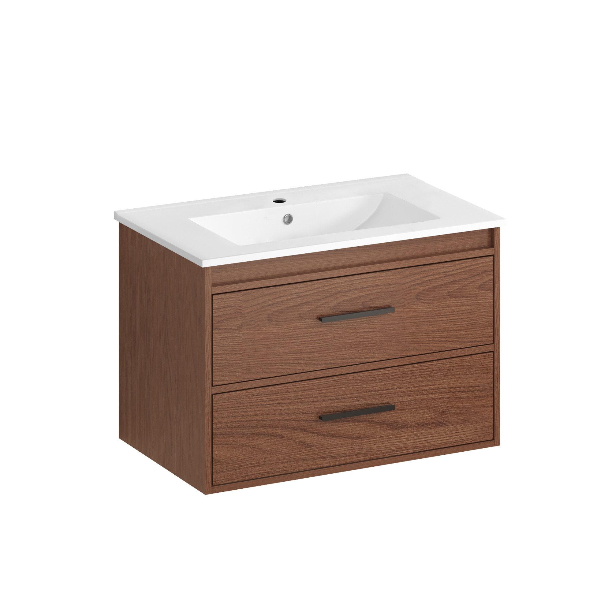 REDOM Badkommode Badezimmerschrank 75 cm, 2 geräumige Schubladen (Packung, 1 St., Rotbraun, Ordnung & Stauraum für Bad, Flur & Gäste-WC), Zeitloses Holzmöbel mit leiser Schließfunktion