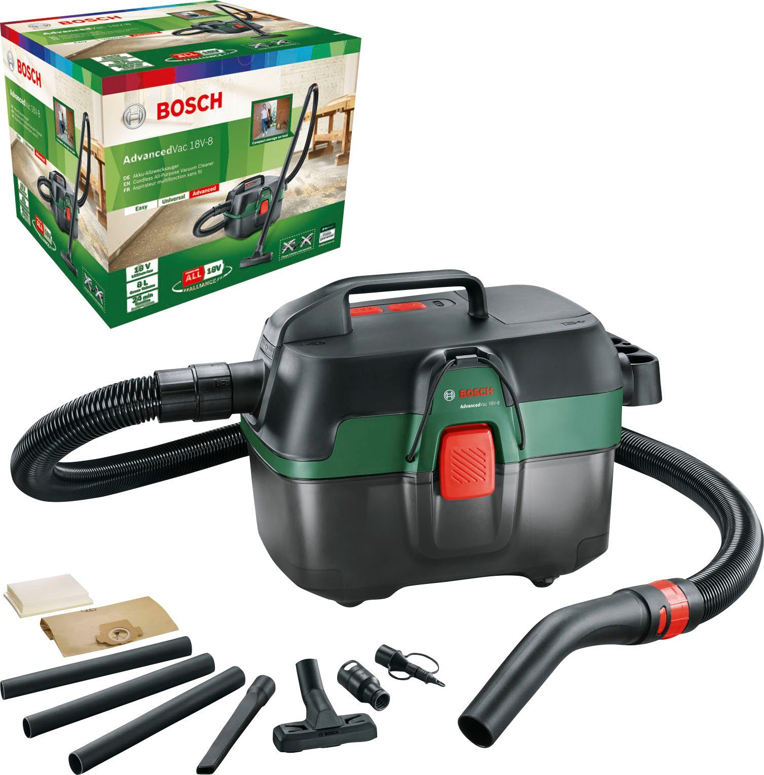 Bosch Home & Garden Nass-Trocken-Akkusauger AdvancedVac 18V-8, mit Beutel, ohne Akku und Ladegerät | alle Staubsauger