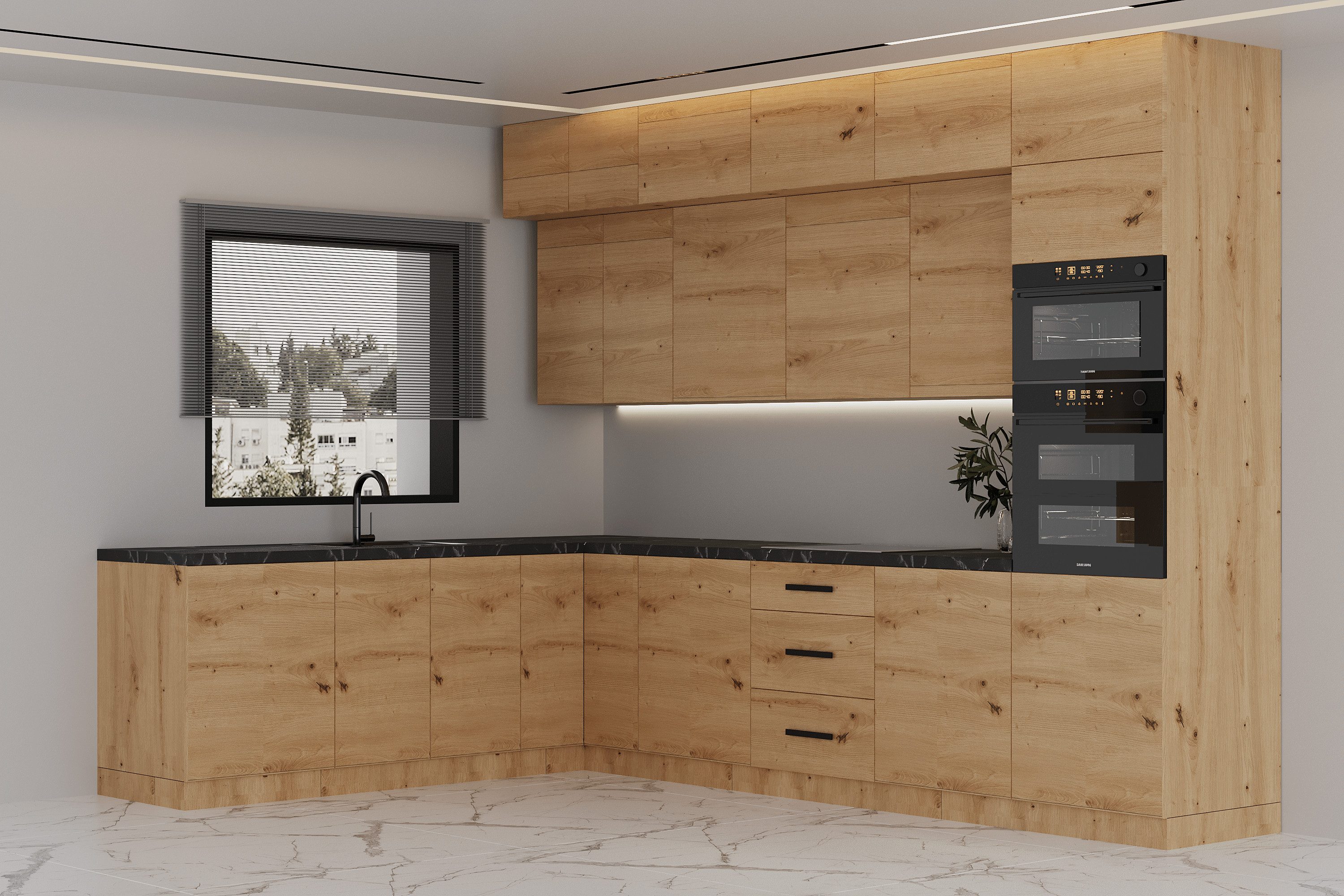 ROYAL24_MARKT Winkelküche K105-G330 - Nexa - Praktisch durchdacht für Ihr Zuhause, (Komplett Set), Hochwertig - Modern - Exklusiv.