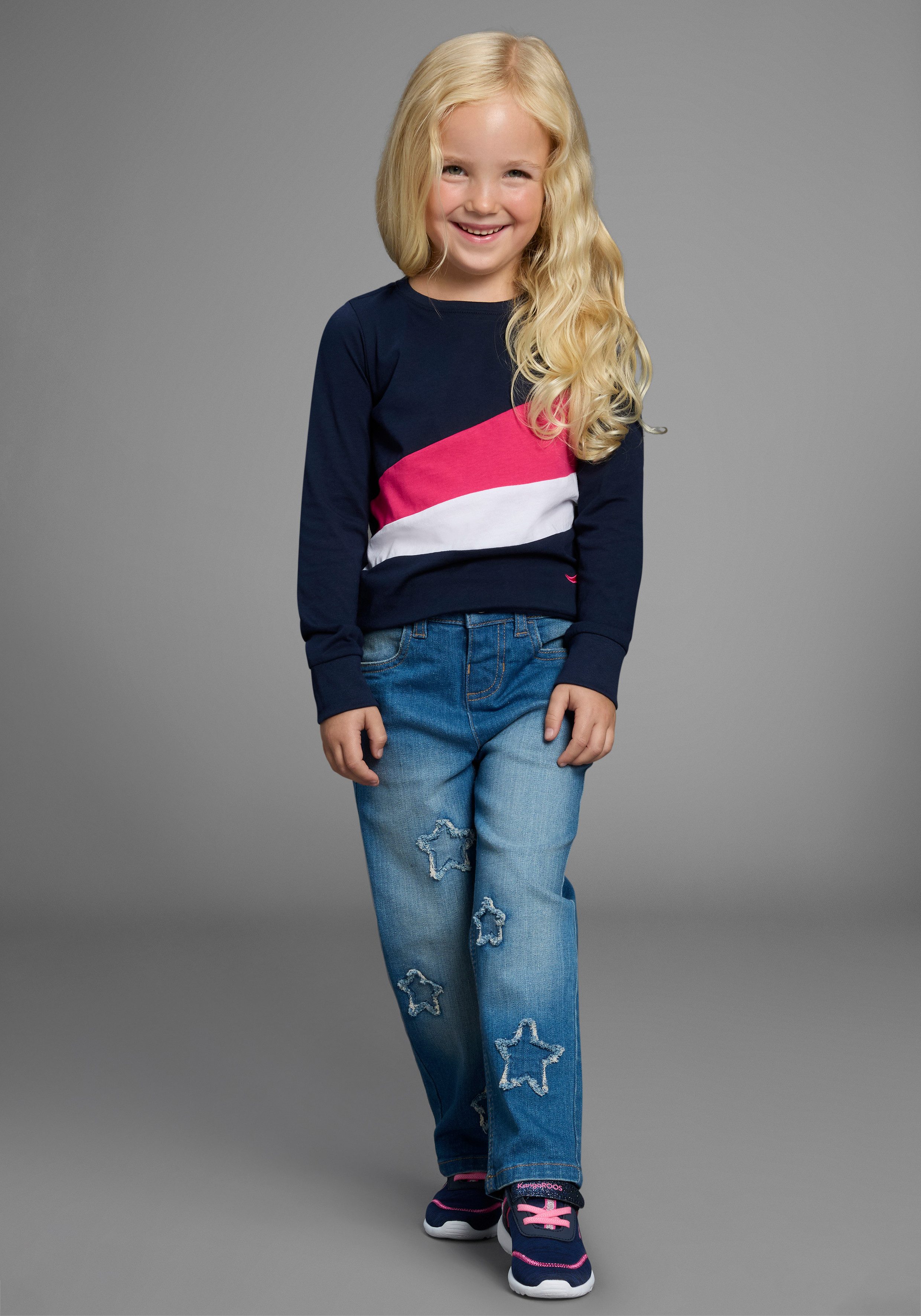 KangaROOS Stretch-Jeans Stretchjeans mit Applikation Jeans mit süßen Sternen-Aufnähern