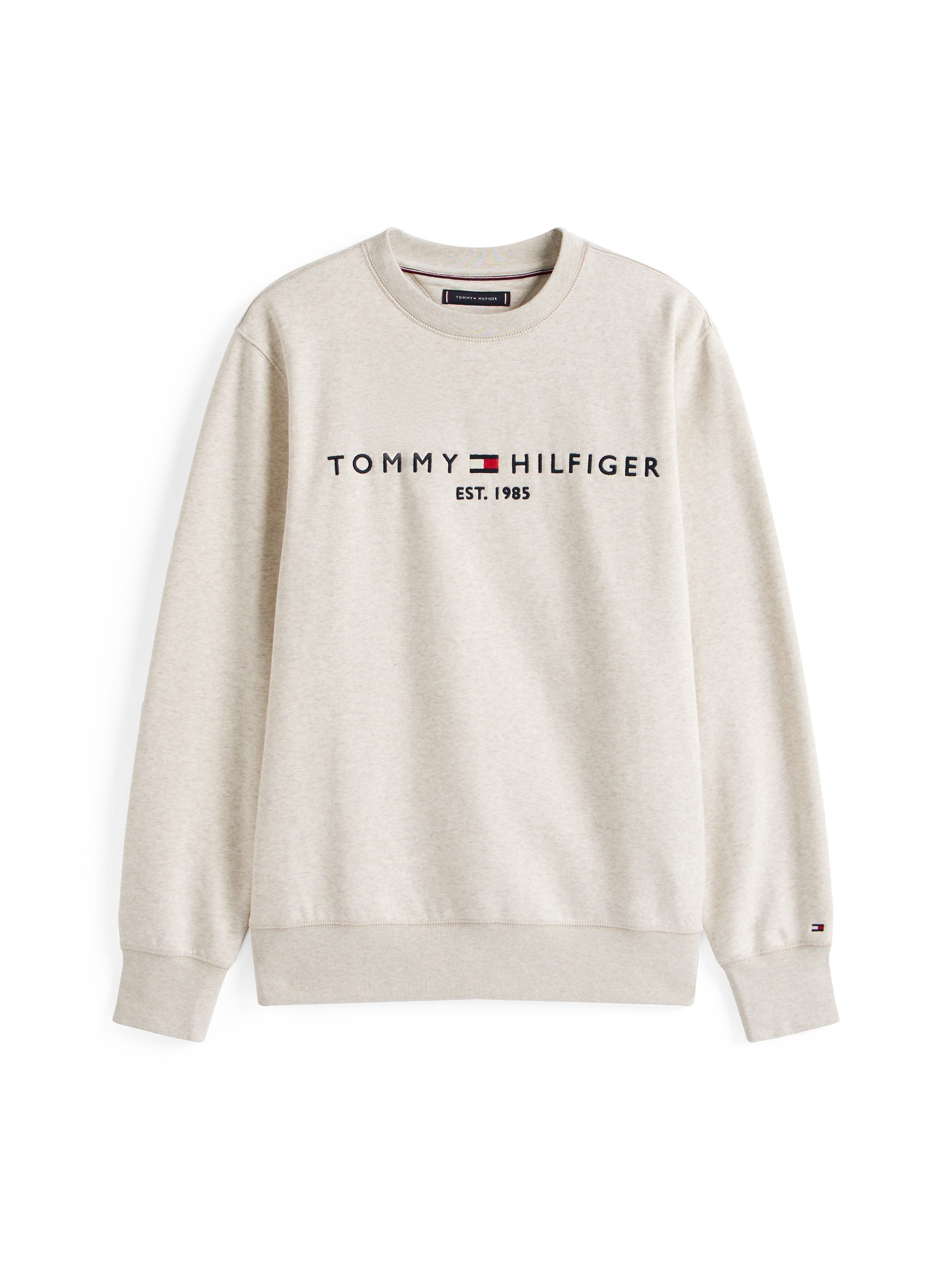 Tommy Hilfiger Sweatshirt TOMMY LOGO unifarben, casual, regular fit, Baumwollmix, Rundhals