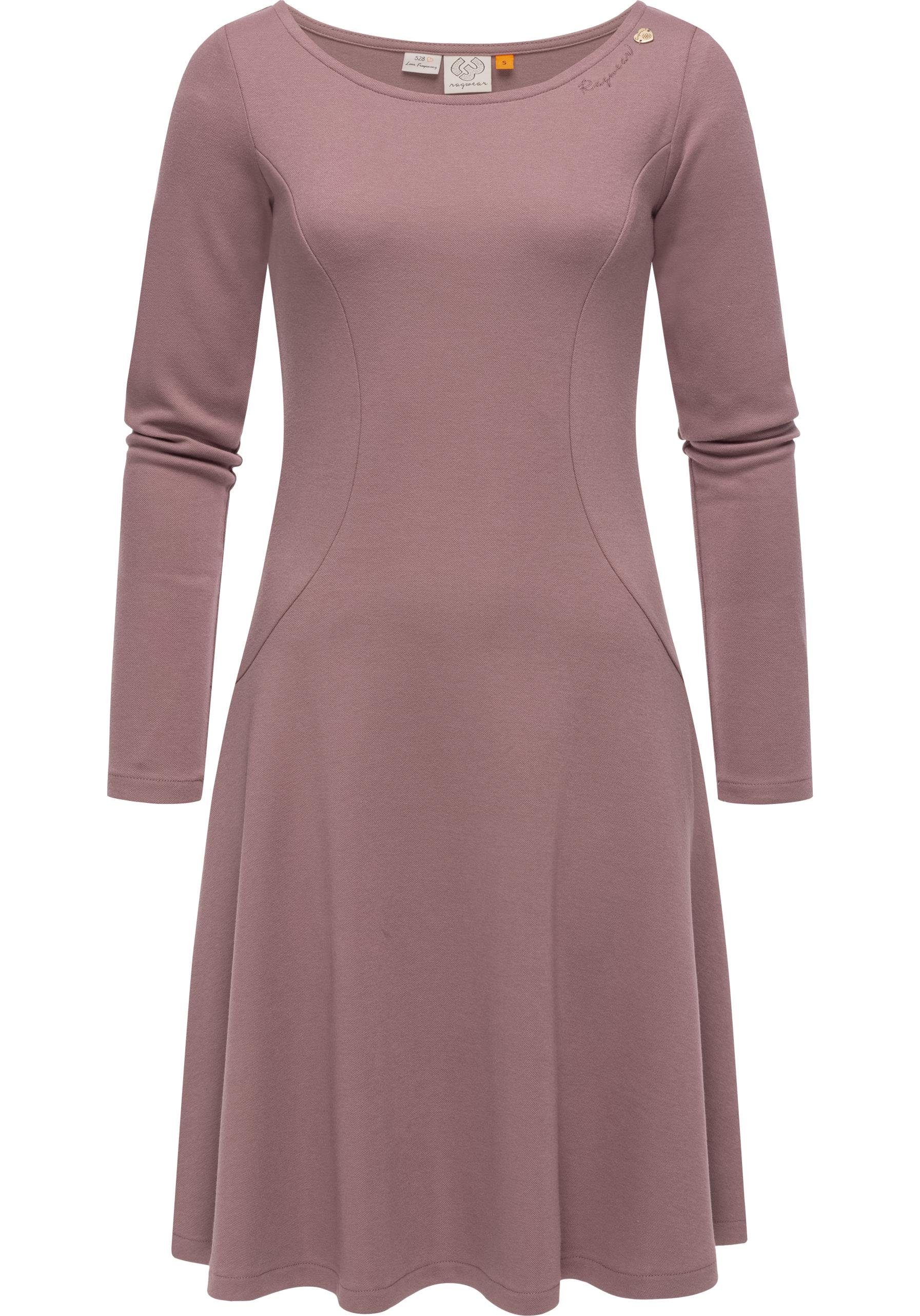 Ragwear Jerseykleid Appero mit für den bis Oberschenkeln Midikleid zu den Winter, Länge Stylisches Langarm-Kleid top