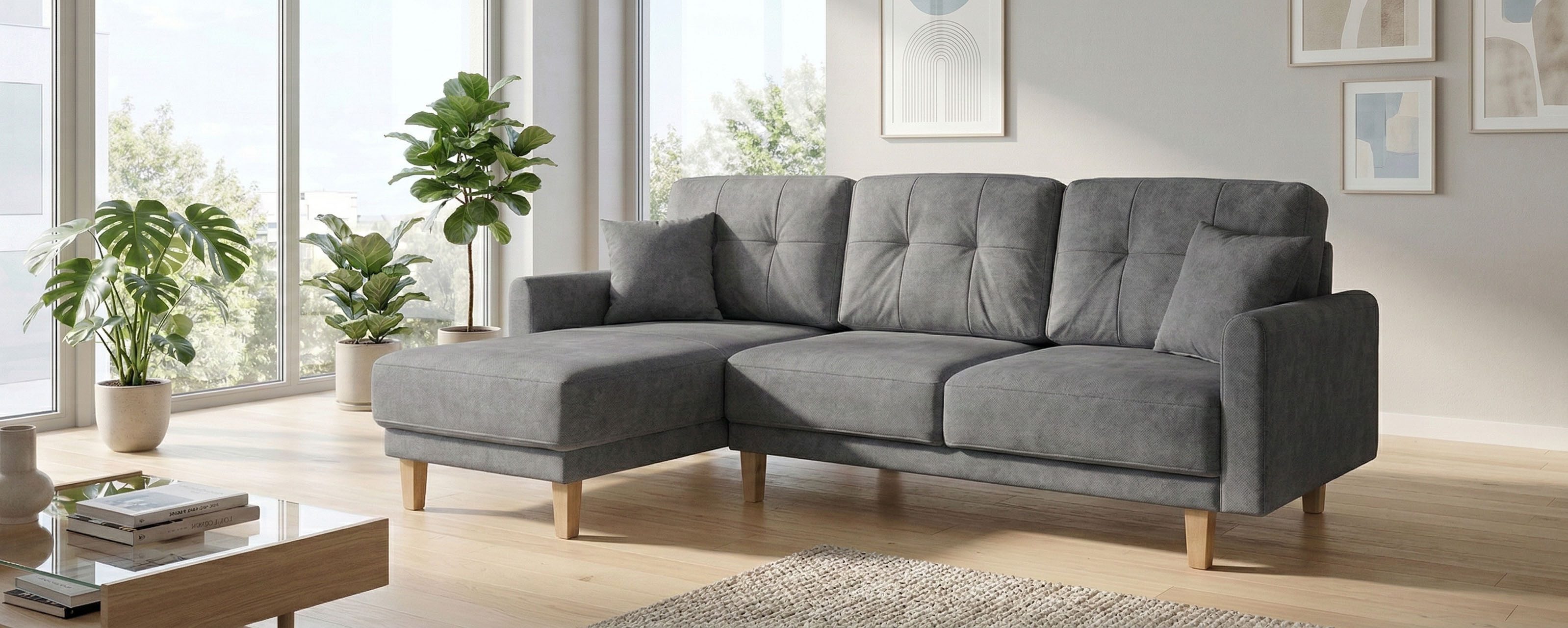 Home affaire Ecksofa TRIPLO optionale Schlafsofa mit Bettkasten, Maße B/T/H: 234/164/89 cm, L-Form wahlweise mit Bettfunktion - Liegefläche 132x210 cm