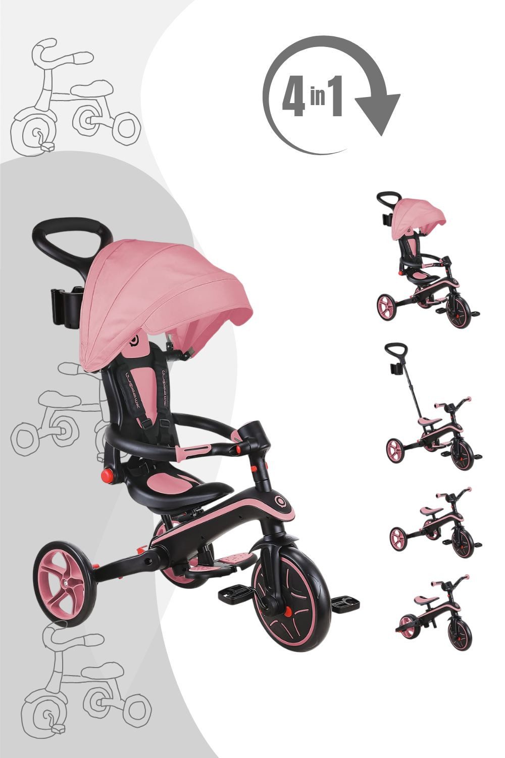 Laufrad Trike Explorer Foldable 4-in-1 Dreirad / Laufrad