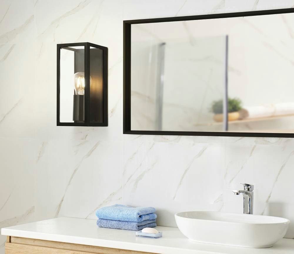 EGLO Wandleuchte AMEZOLA Wandlampe, Stahl und Glas, Lampe, E27, IP44, Schla günstig online kaufen