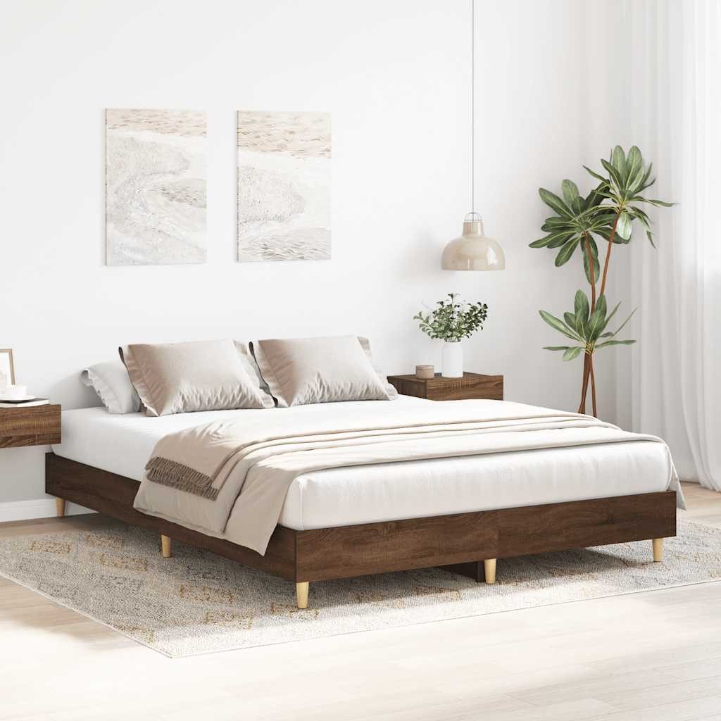 vidaXL Bett Bettgestell ohne Matratze Braun Eichen-Optik 140x200 cm günstig online kaufen