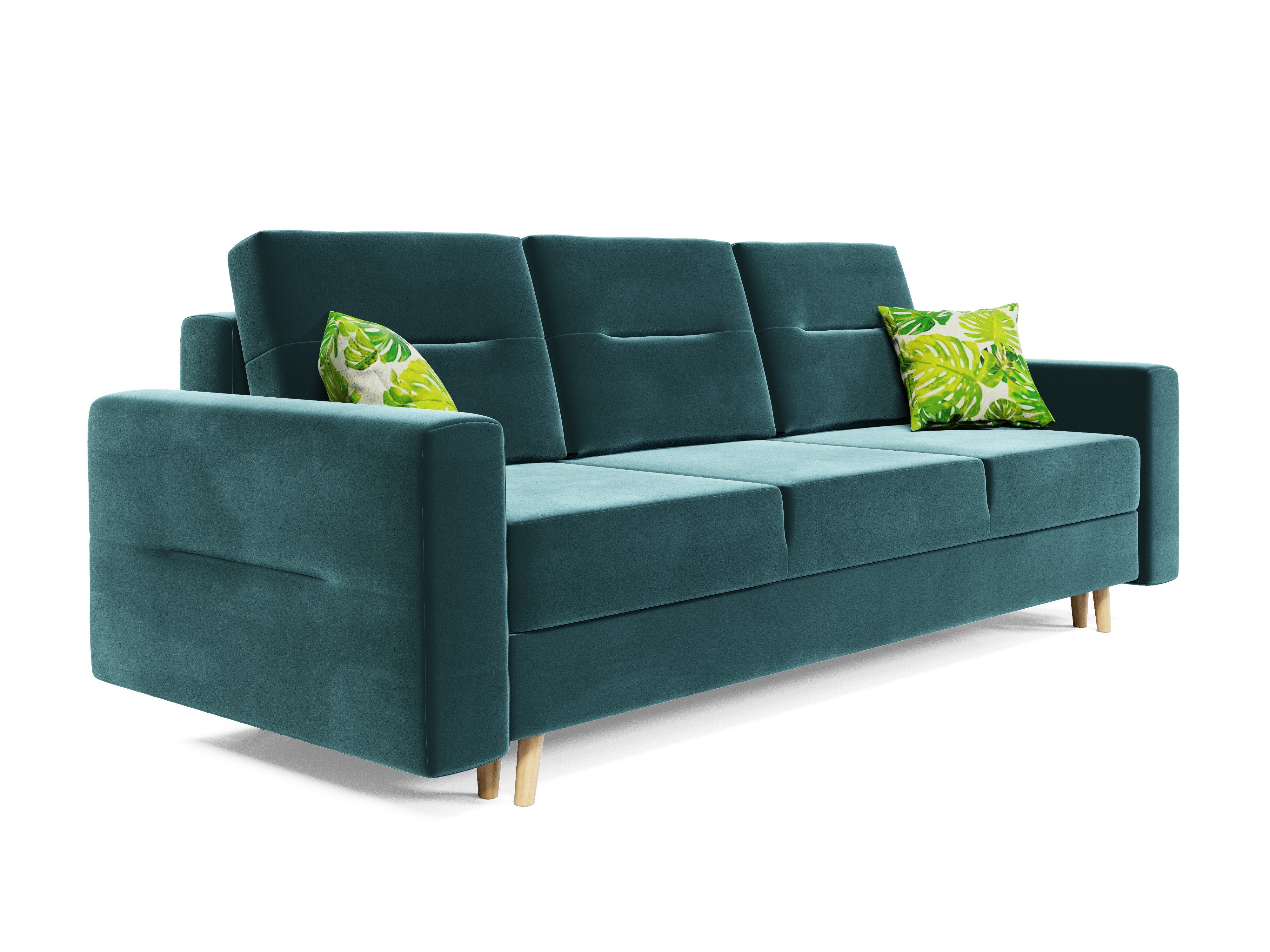 Schlafsofa, Türkis mit Sofa und BERGEN 234cm COUCH Schlaffunktion Bettkasten pressiode