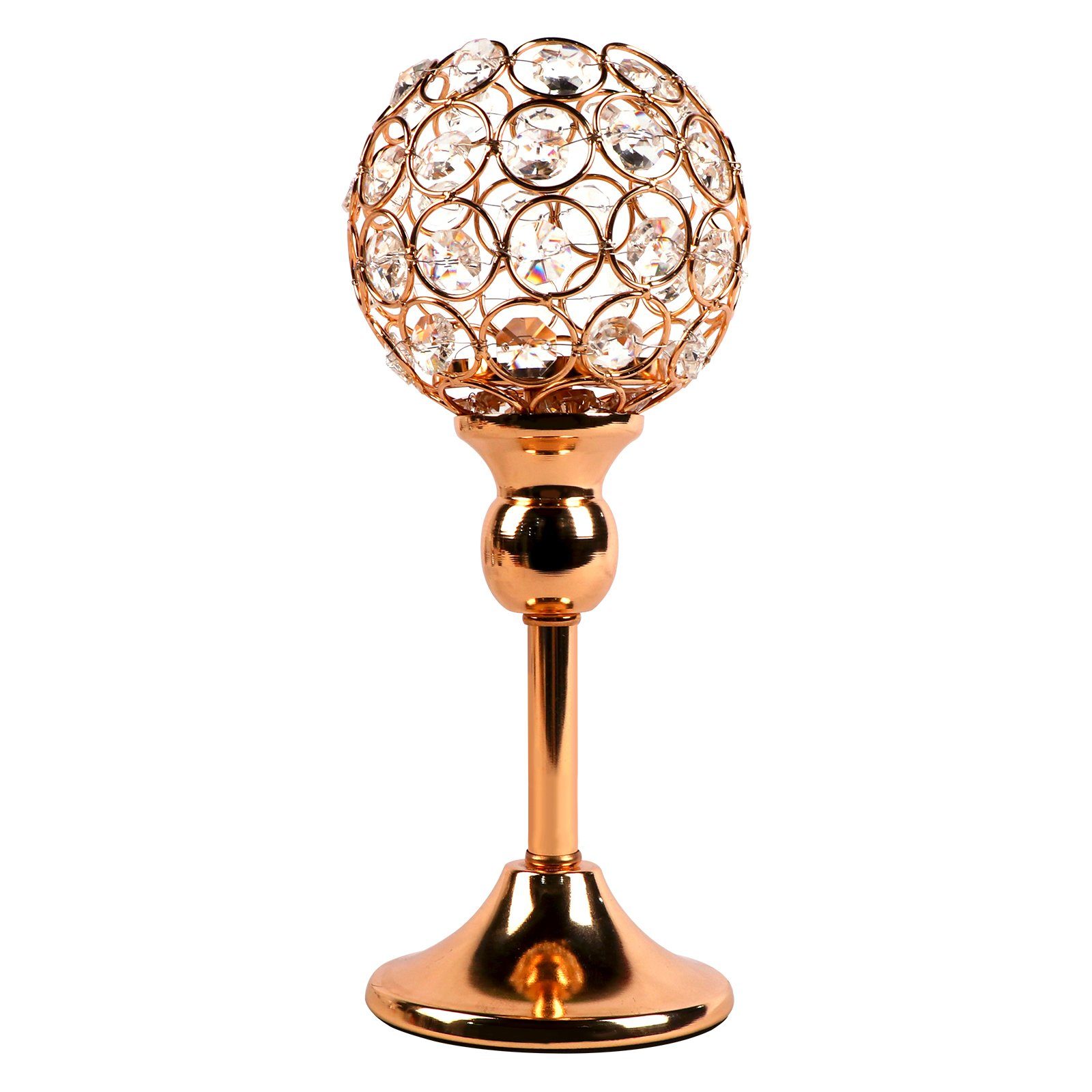 KAHOO Kerzenständer Goldener Kristall Kerzenhalter (1 St), Windlicht, Tischdeko, 27cm