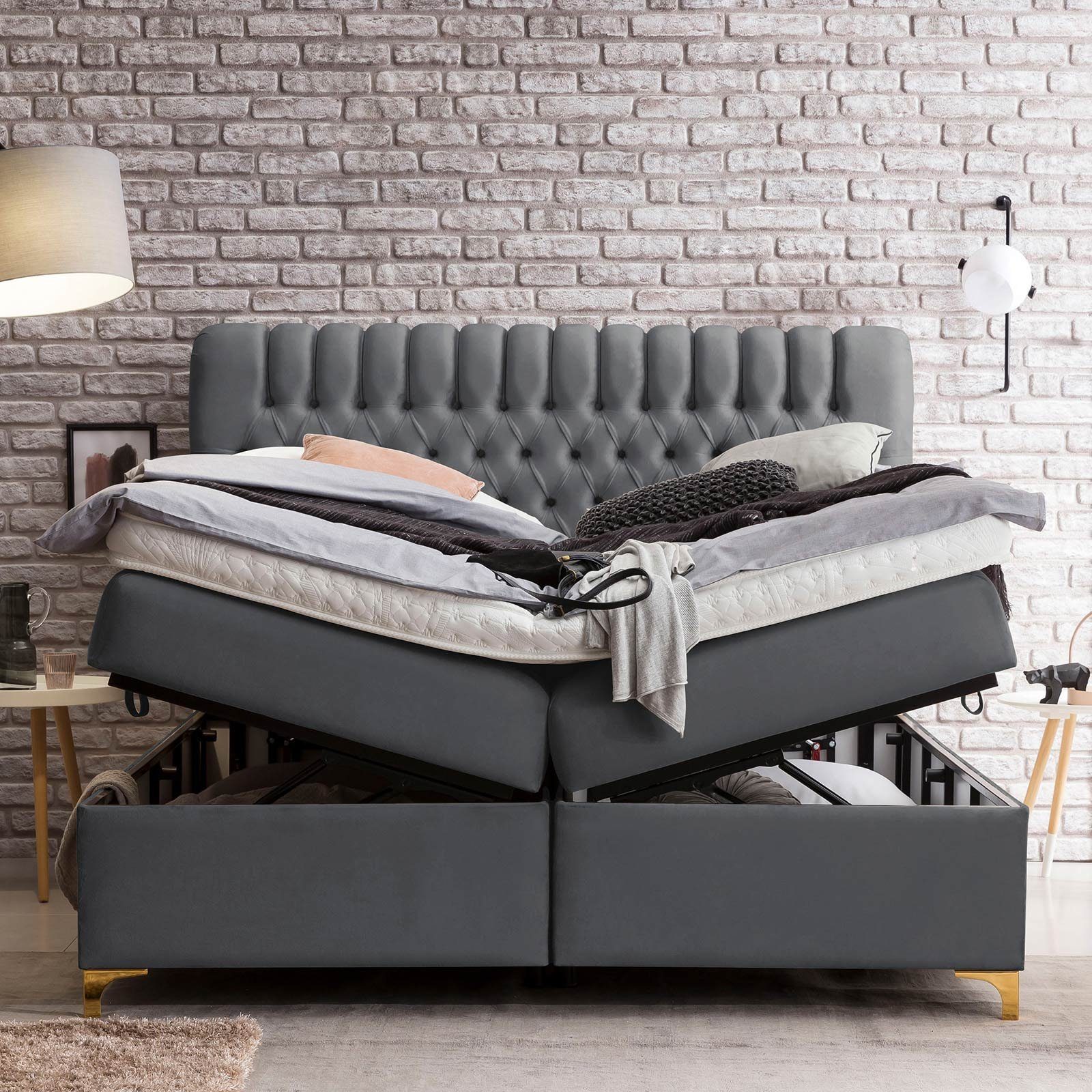 BettCo Stauraumbett Boxspringbett mit Bettkasten Chester günstig online kaufen
