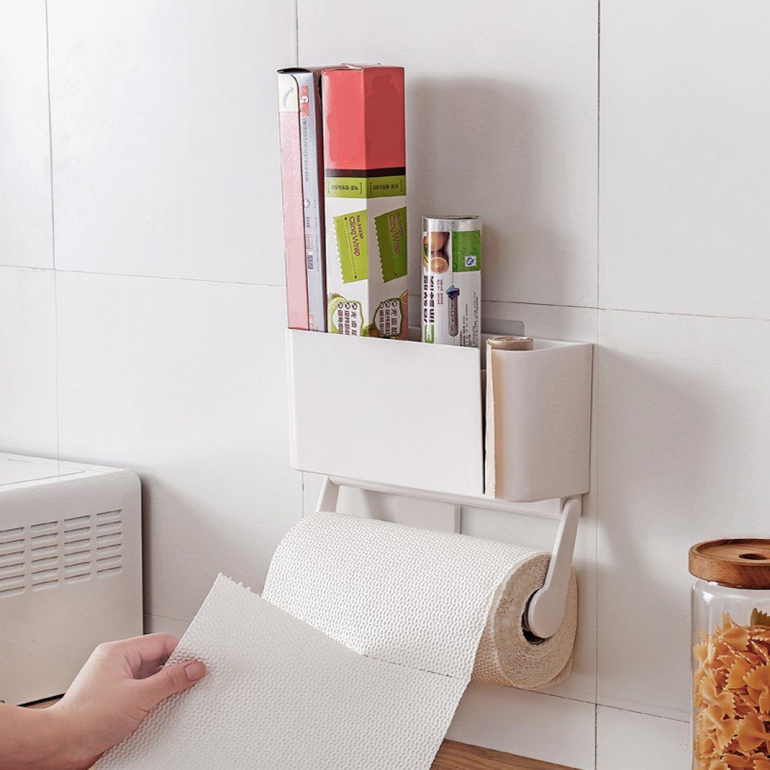 Creliv Küchenrollenhalter Wandrollenhalter ohne Bohren – Magnetisch oder Klebend, (mit Kleberstreifen), Selbstklebend