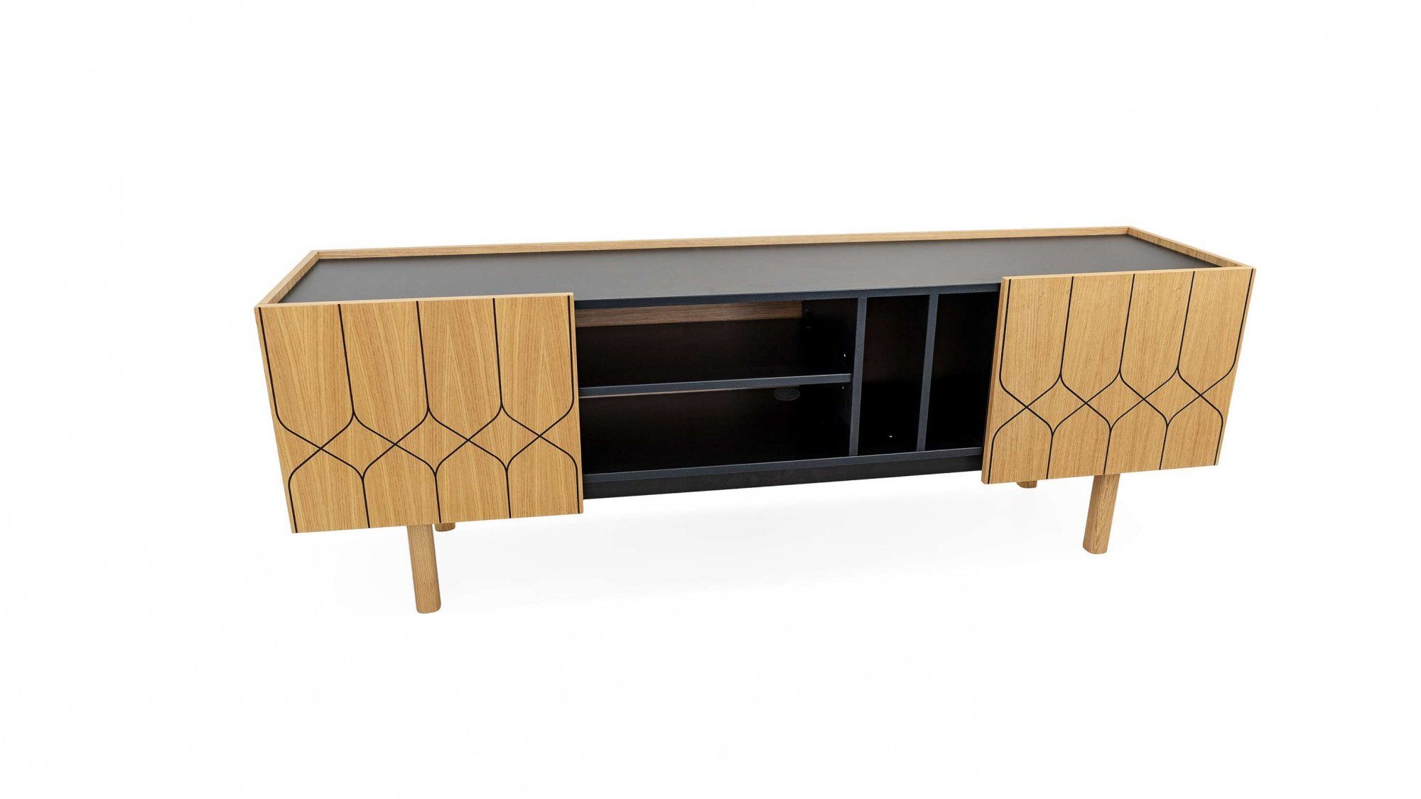 Woodman Sideboard Porto, Kommode, dekorative Fräsungen, mit Eichenholzfurnier, Breite 175 cm