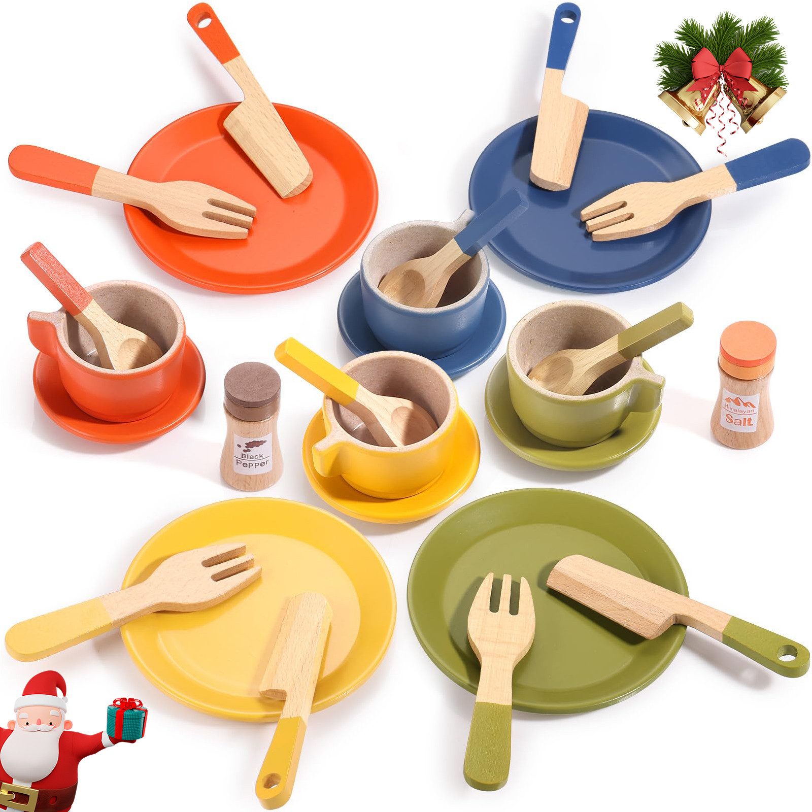 RWEUOQ Kinder-Küchenset Kinder-Küchenset Holzspielzeug, Geschirr, Gewürzfla günstig online kaufen