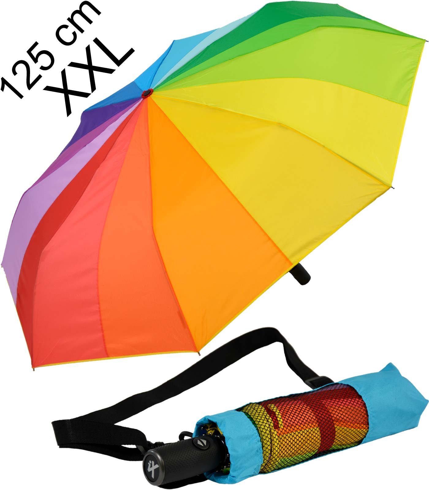 Trekking-Schirm Taschenregenschirm Automatik, XXL Regenbogen iX-brella 16-Farben riesig