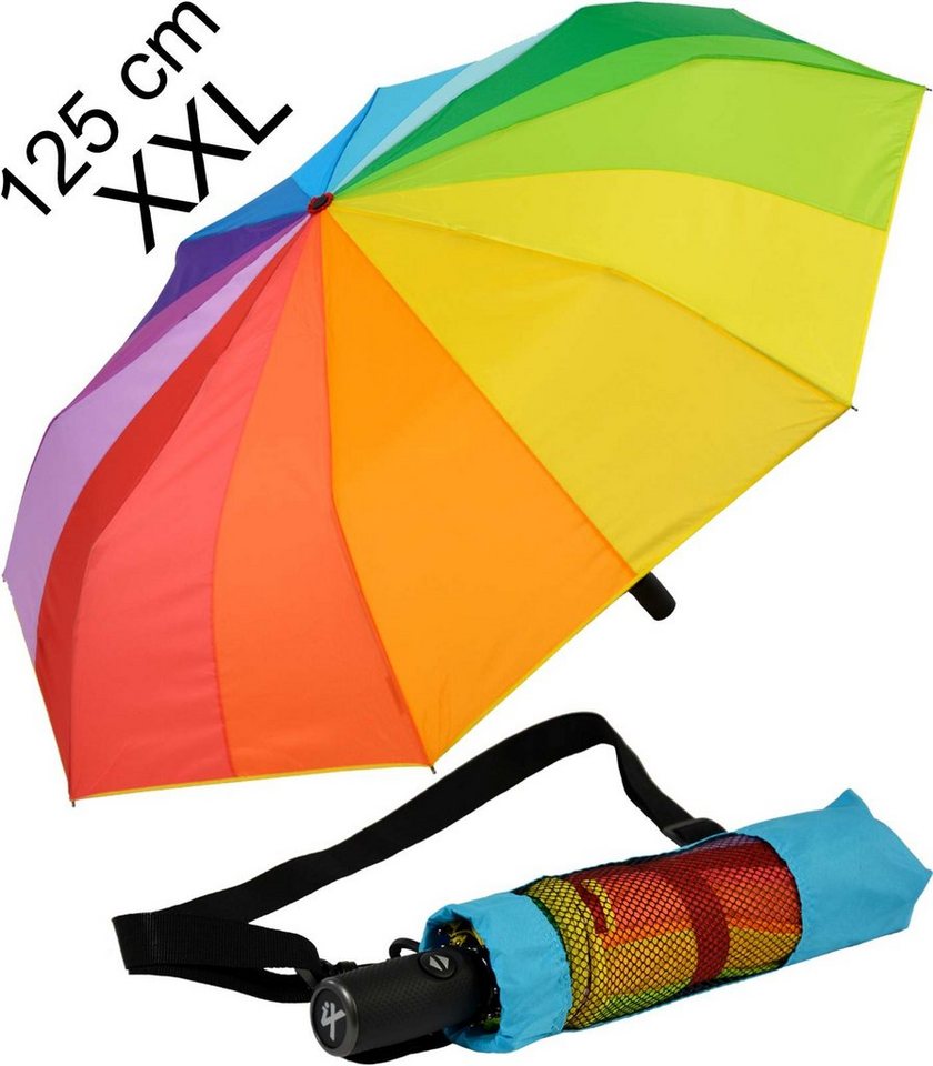 iX-brella Taschenregenschirm XXL Regenbogen Trekking-Schirm 16-Farben  Automatik, riesig