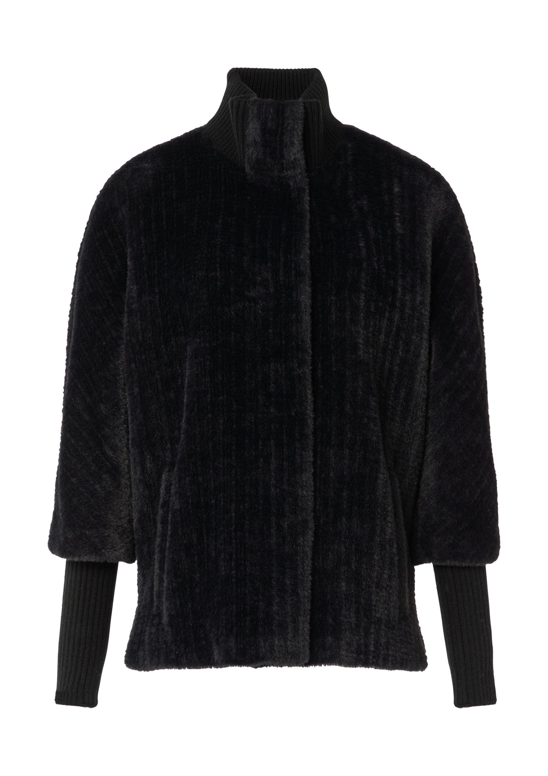 comma Funktionsjacke Outdoor-Jacke Cape aus Teddyplüsch mit Strickdetails günstig online kaufen