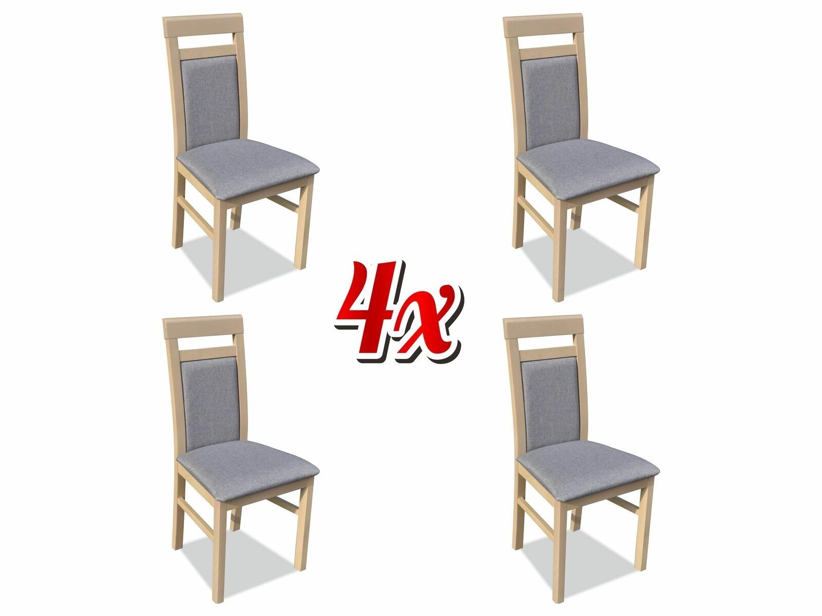 Stühle Gepolsterte Holz Garnitur 4x Stuhl, Esszimmer Stühle Stoff Stuhl Textil JVmoebel Gruppe