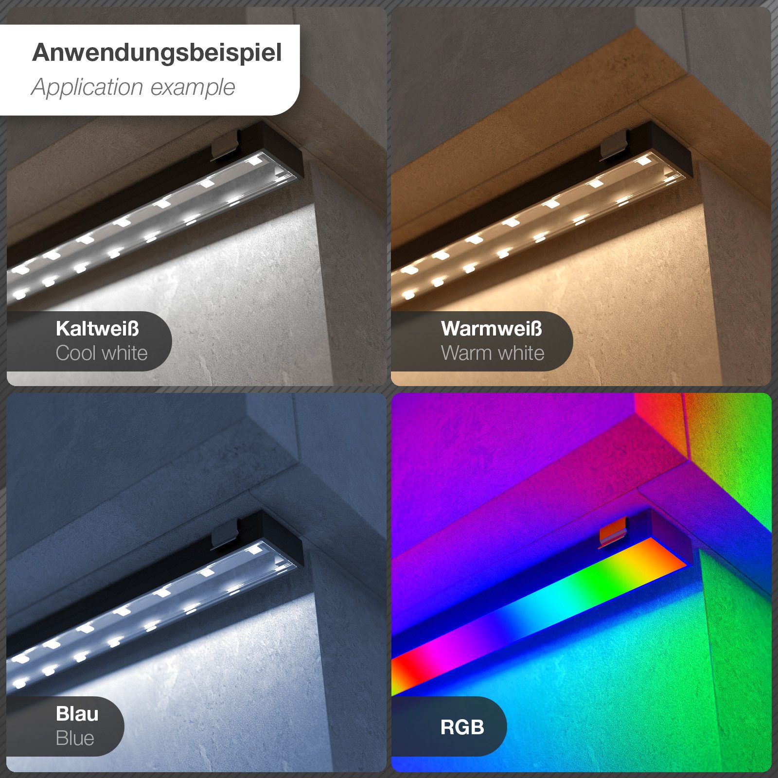 SO-TECH® LED-Stripe-Profil LED Profil-PH1 für breite LED Stripes bis 16 mm, 1m (18x8,5mm) schwarz, klare Abdeckung & Endkappenset – Bild 4 von 5