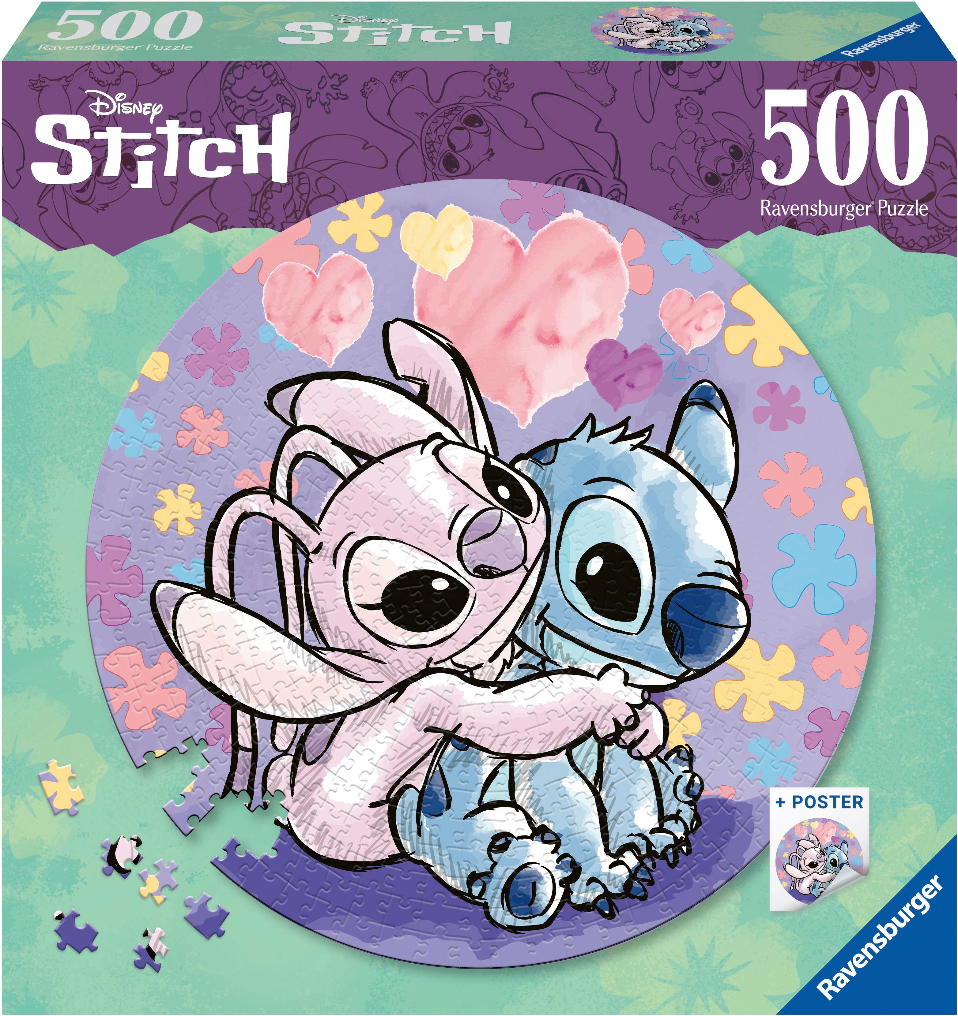 Ravensburger Puzzle Disney, Stitch, 500 Puzzleteile, + Poster; Made in Europe