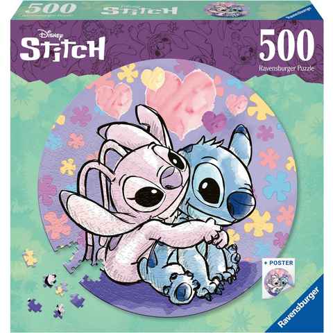 Ravensburger Puzzle Disney, Stitch, 500 Puzzleteile, + Poster; Made in Europe