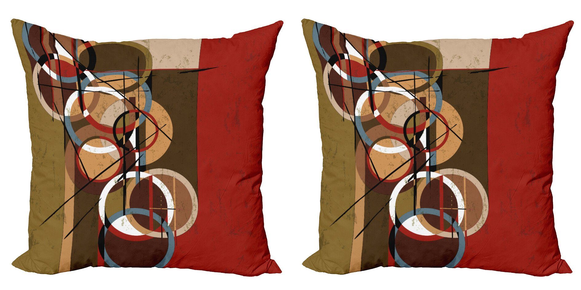 Kissenbezüge Modern Accent Doppelseitiger Digitaldruck, Abakuhaus (2 Stück), rot Retro Schmutz-surreale Kunst