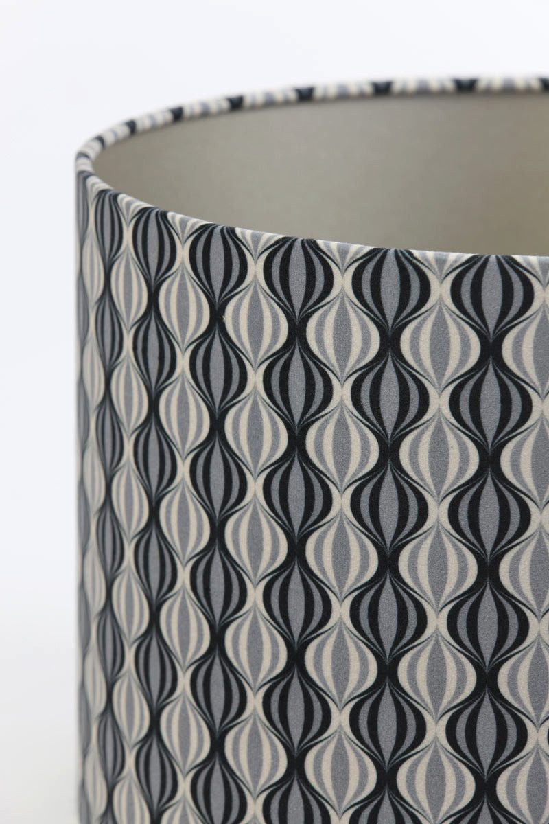 Dirk Davids Leuchten GmbH Lampenschirm Lampenschirm Zylinder Grau Schwarz Gemustert 35-35-30cm, Edler Chintz Stoff