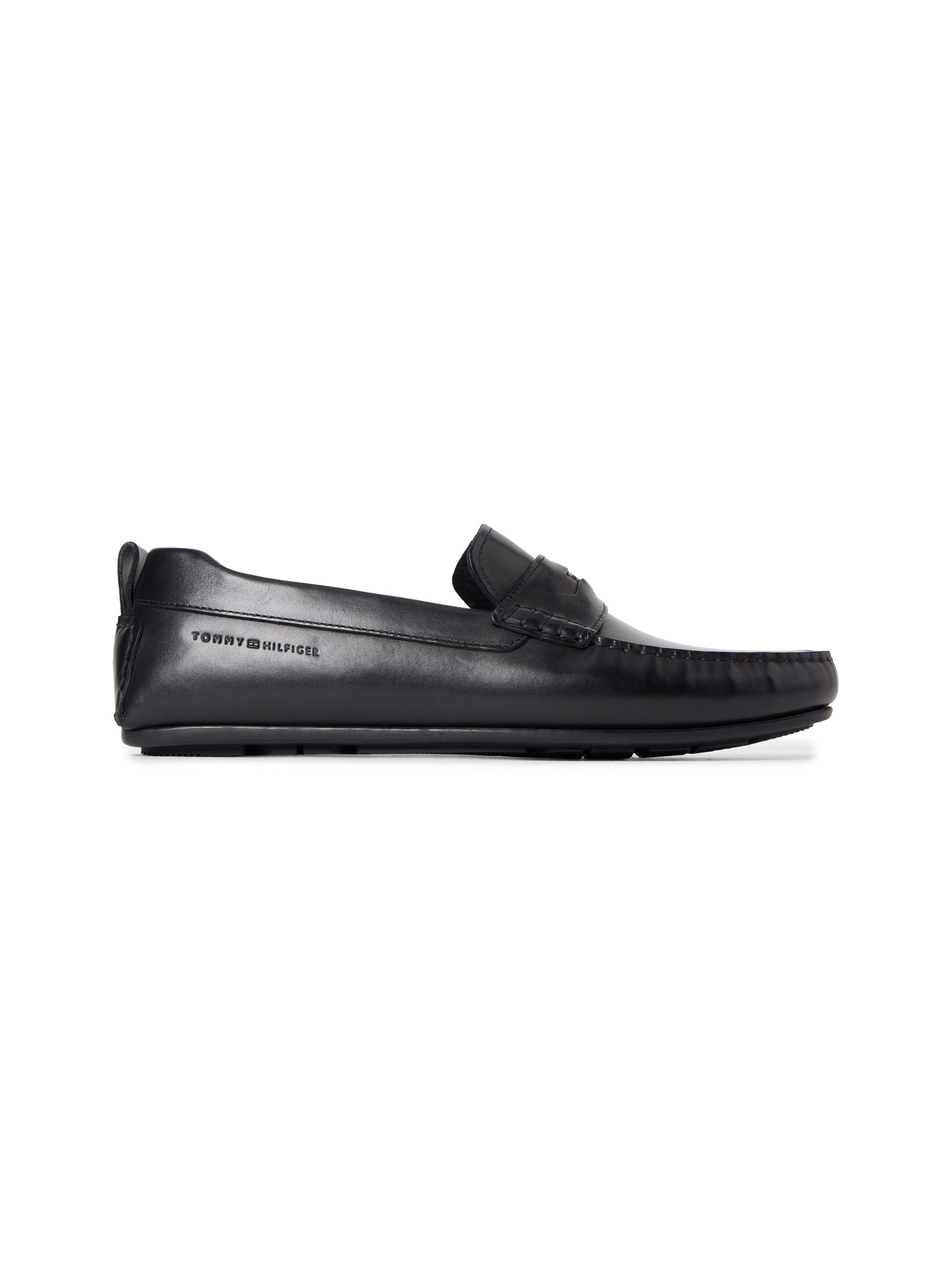 Tommy Hilfiger HILFIGER COIN LTH DRIVER Slipper Flats, Schlupfschuh, Loafer mit Zierriegel und Penny