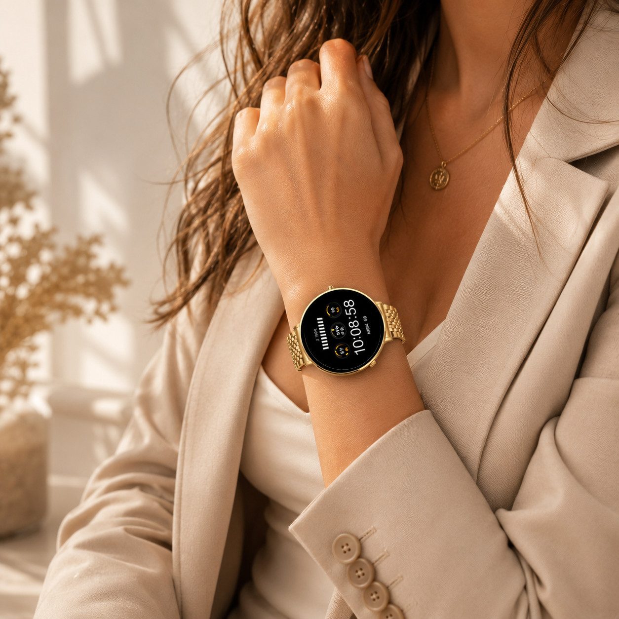 XCOAST SIONA2 ultraflache Damen Smartwatch (4,2 cm) AMOLED, Frauen Smartwach, Armbanduhr, 1-tlg., Edelstahl, dezente Damen Smart Watch, 7 Tage Akku, Blutdruck,  – Bild 4 von 5