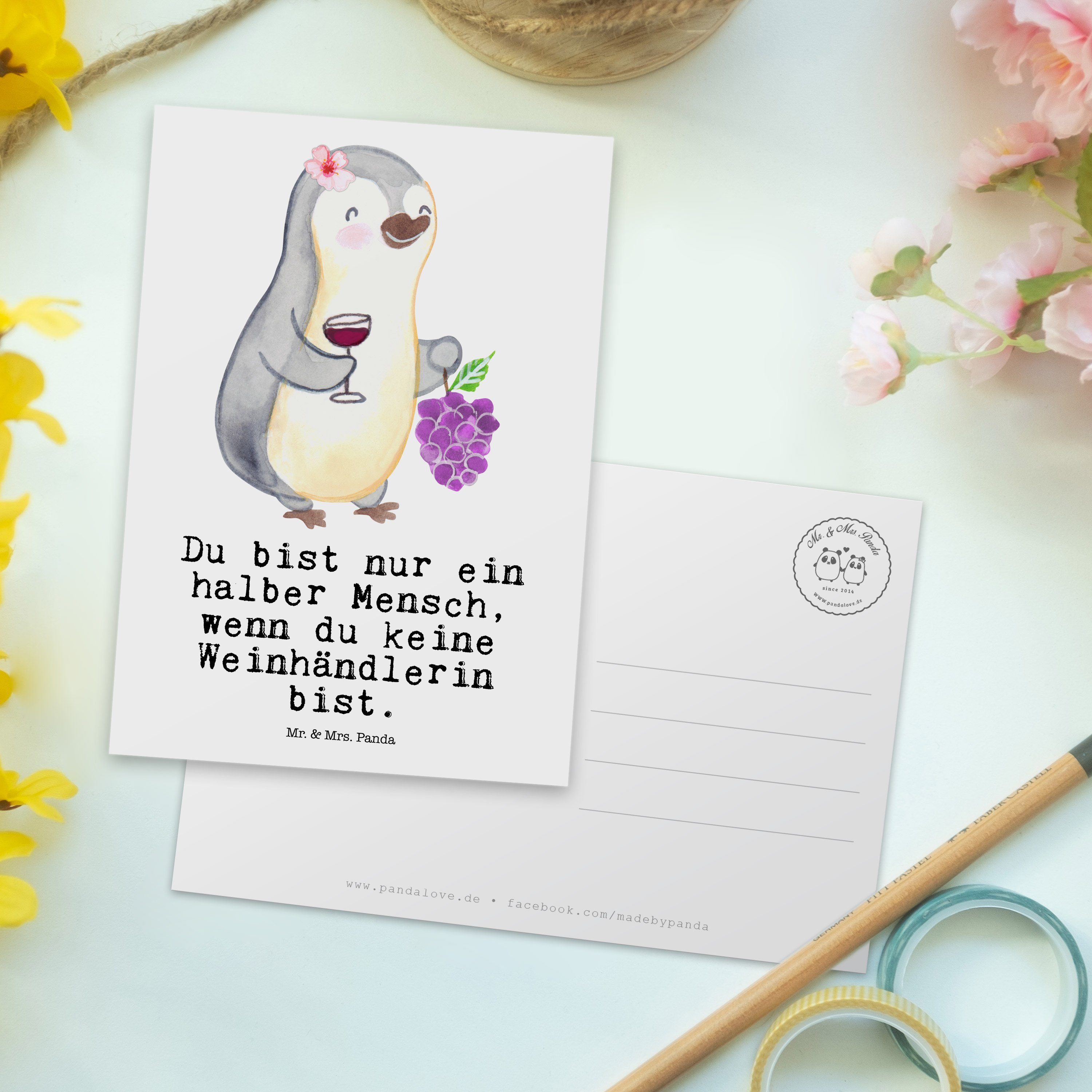 Mr. & Mrs. Panda Einladungskarte, - Dan Herz Firma, Weinhändlerin - Postkarte Geschenk, mit Weiß