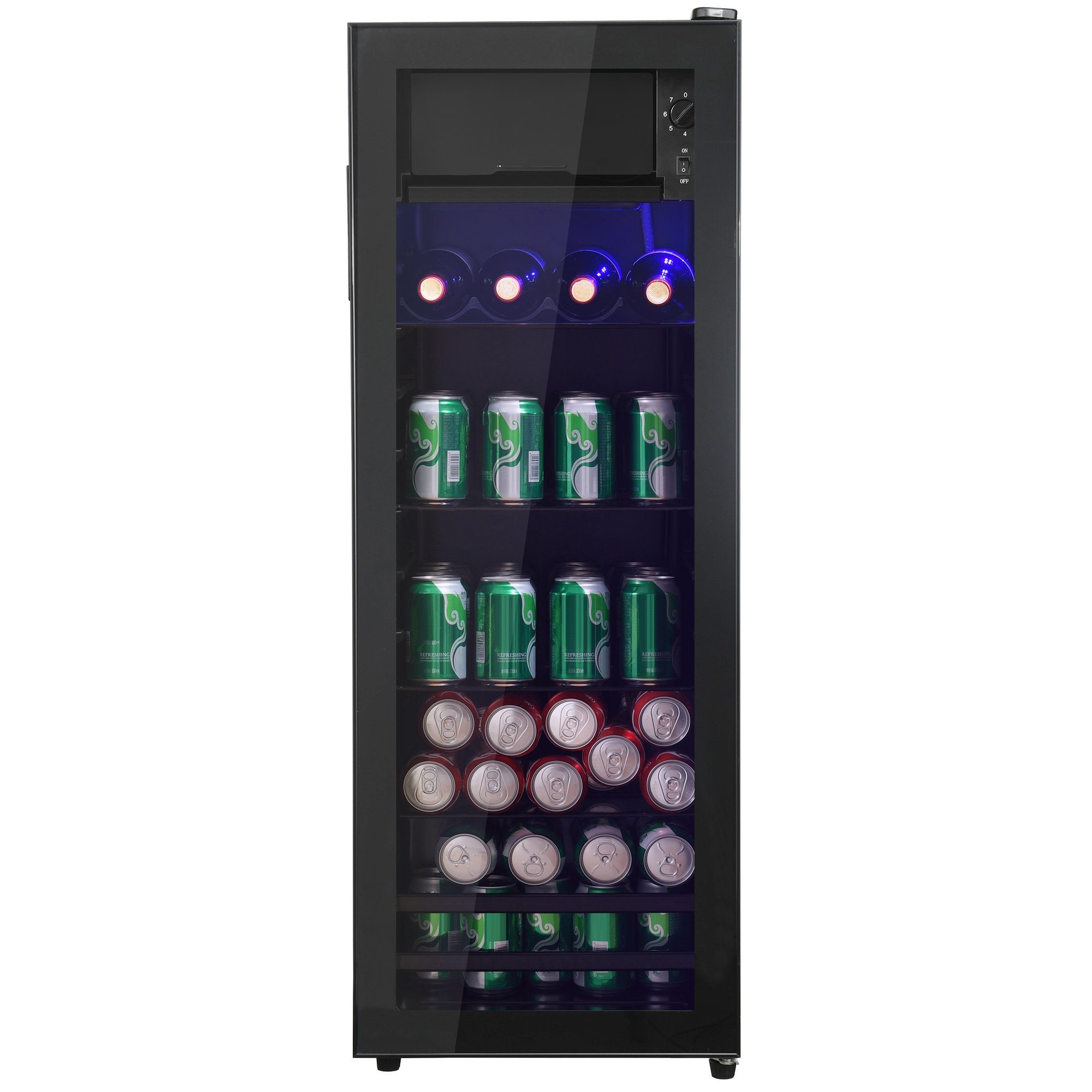 Gotagee Kühlschrank 128L Mini-Kühlschrank Kompressorkühlsystem Kühlschrank Energiesparend SC-128P, 8L-Gefrierschrank+120L-Kühlschrank
