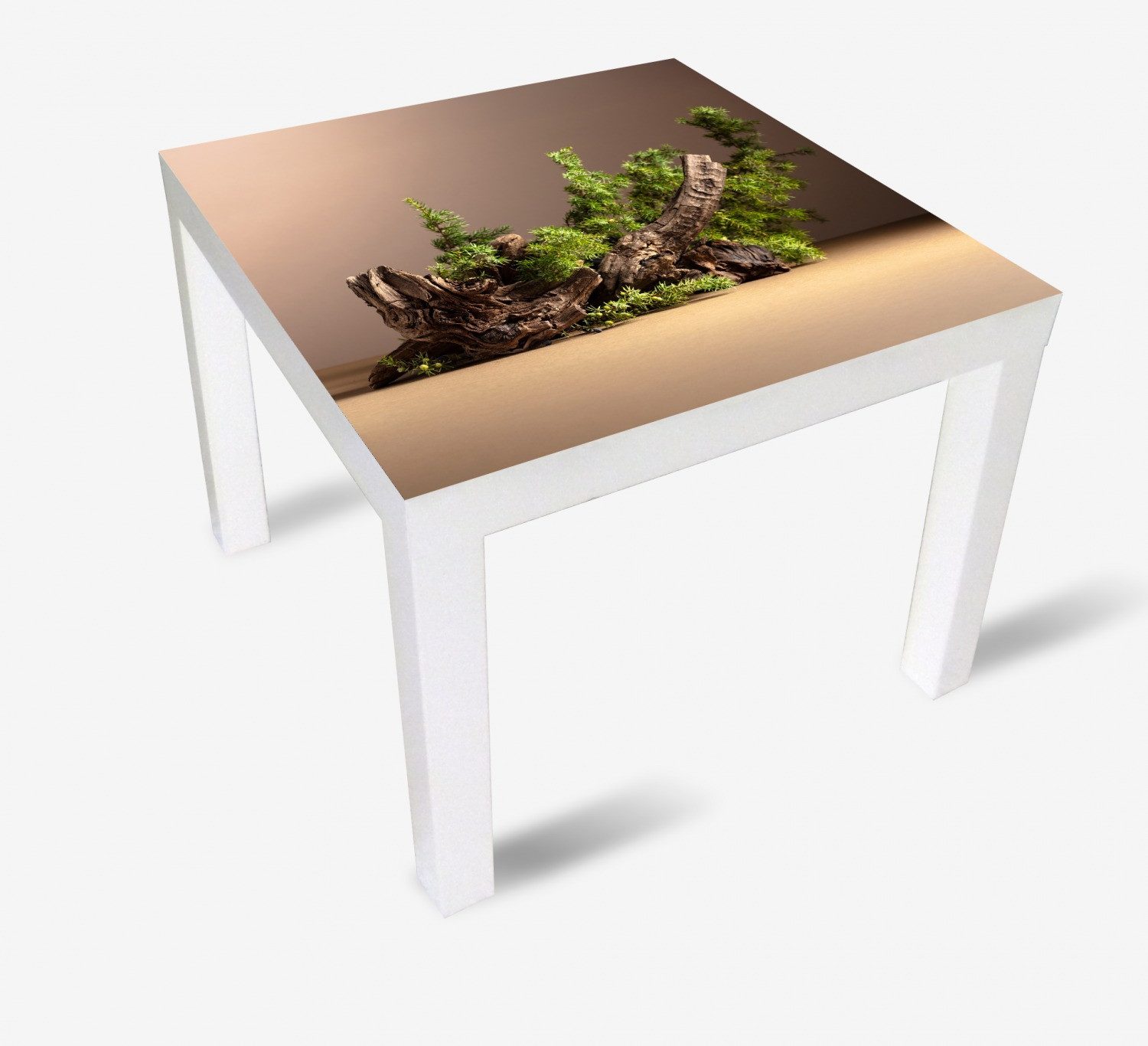 Wallario Tischplatte Komposition aus Holz und Grün (1 St), für Ikea Lack Tisch geeignet