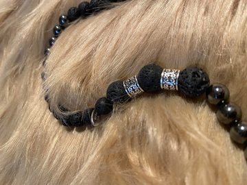 Aaron Bane Perlenkette Edelstein Perlen Halskette mit Lavastein Hämatit und Engelsflügel (1-tlg)